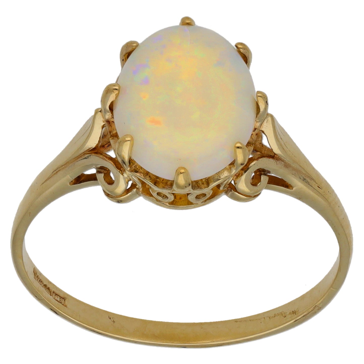 9ct Gold Opal Single Stone Ring Size Q
