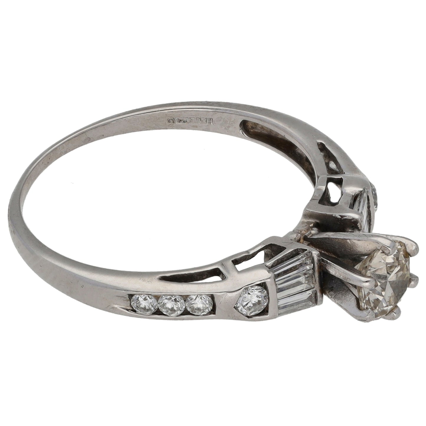 18ct Gold 0.78ct Diamond Solitaire Ring With Accent Stones Size P