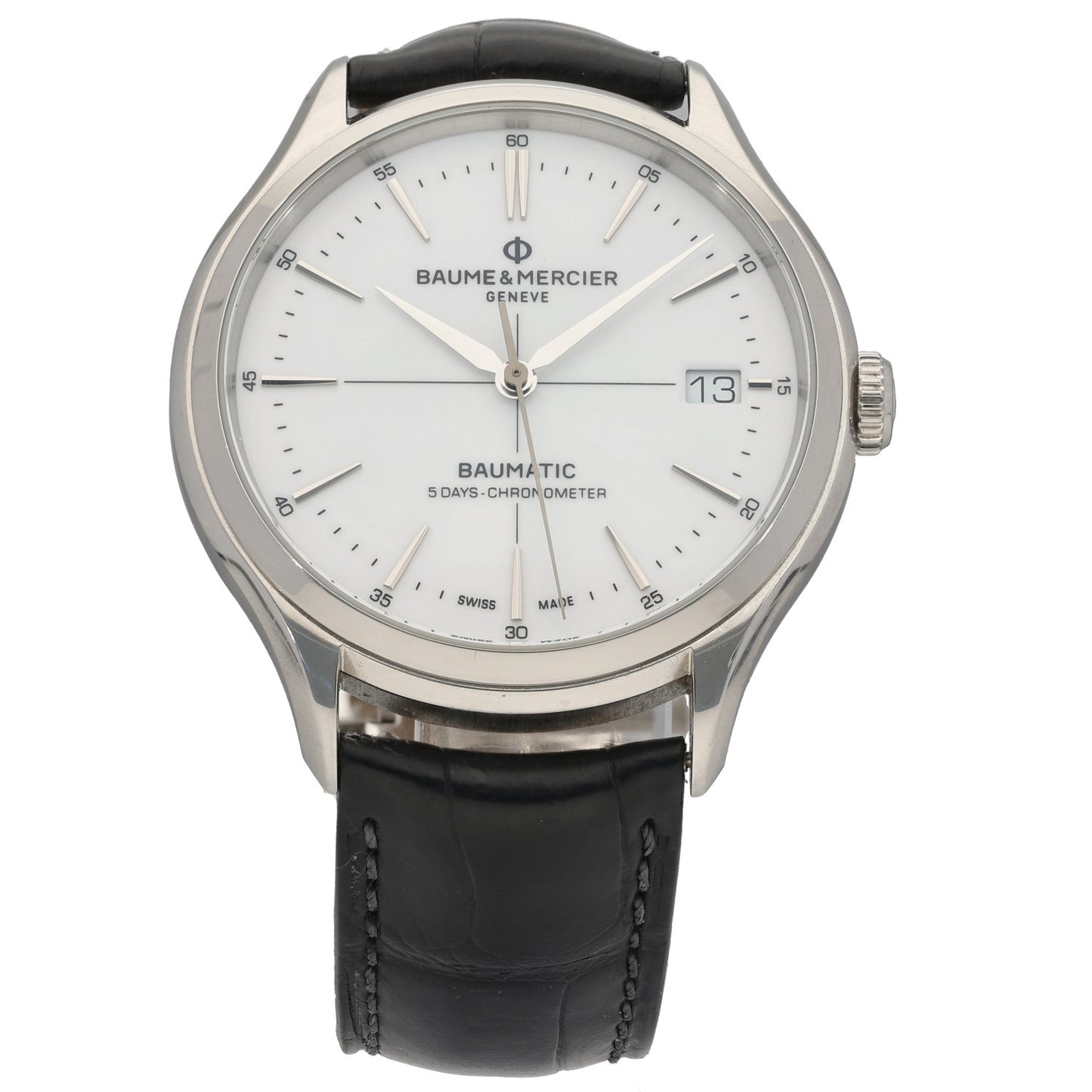 Baume Et Mercier Clifton 65884, stainless steel, white dial, front image