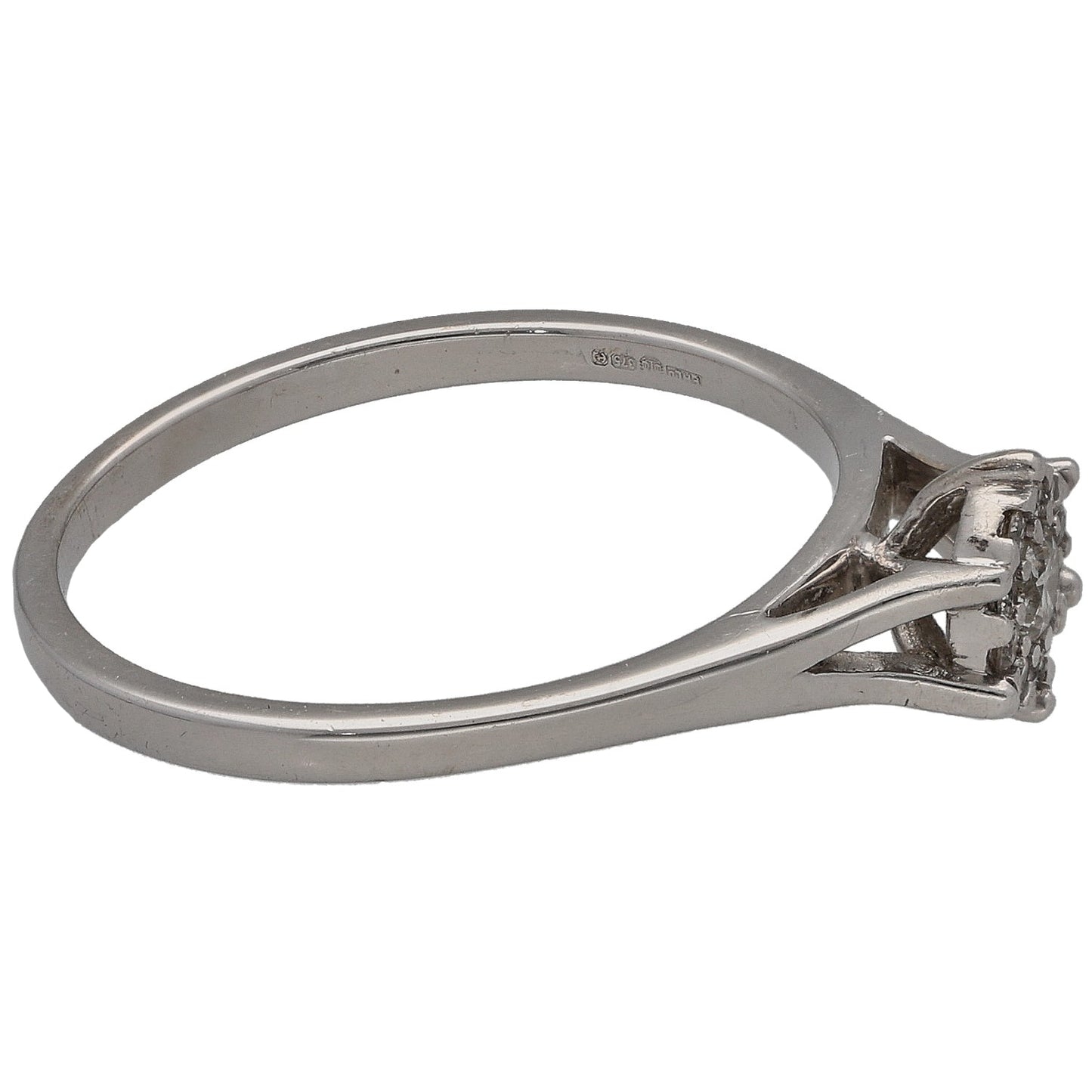 9ct White Gold 0.13ct Diamond Cluster Ring Size L