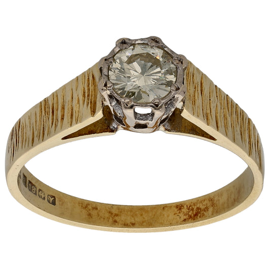 18ct Gold 0.40ct Diamond Solitaire Ring Size O