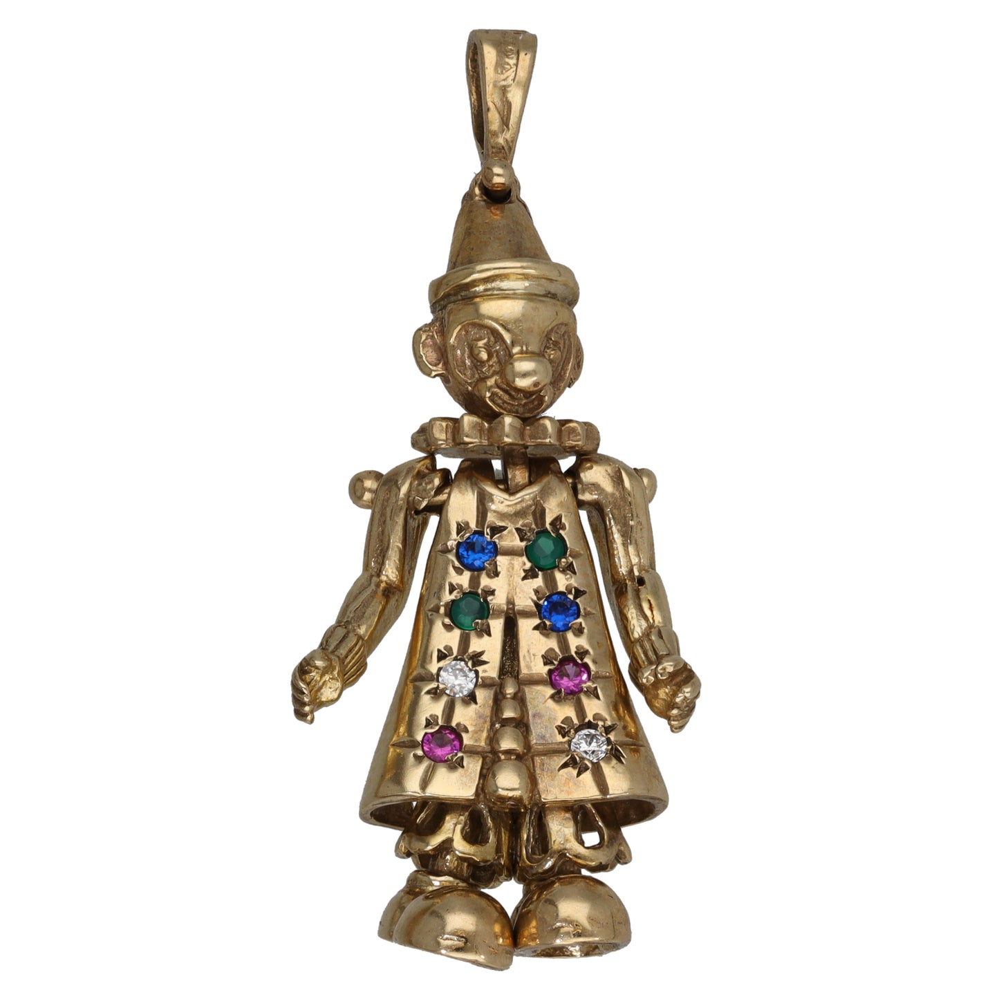 9ct Gold Imitation Gems Clown Pendant