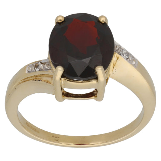9ct Gold Garnet & Imitation Gems Dress/Cocktail Ring Size N