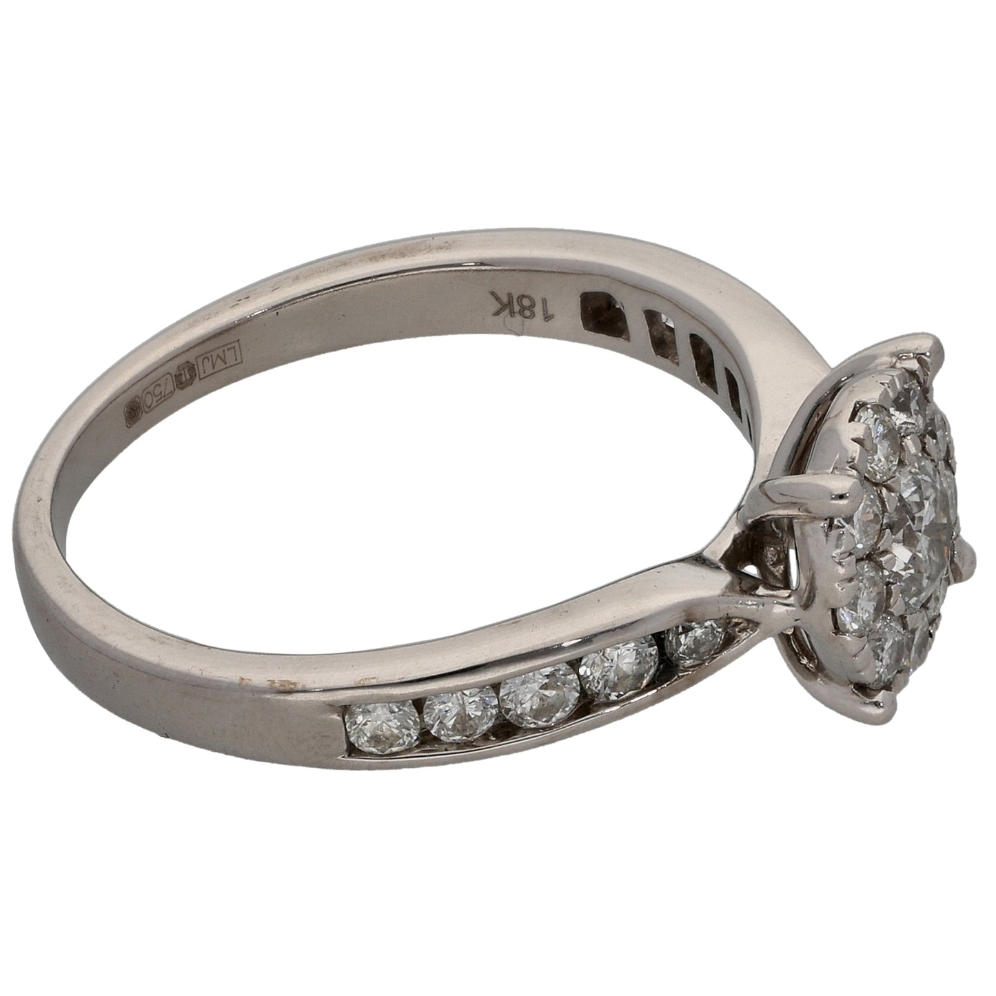 18ct White Gold 0.64ct Diamond Cluster Ring Size M