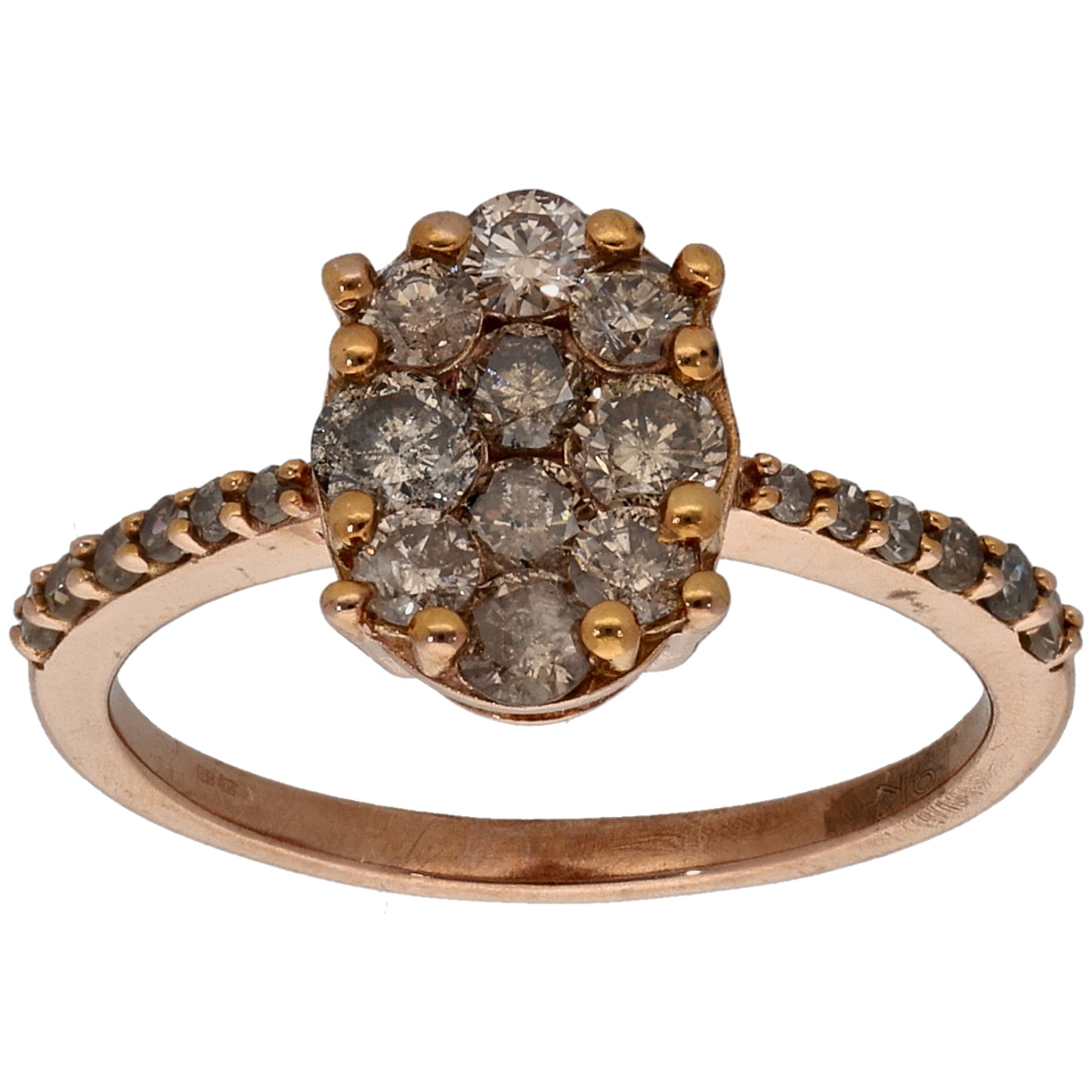 9ct Rose Gold 0.74ct Diamond Cluster Ring Size M