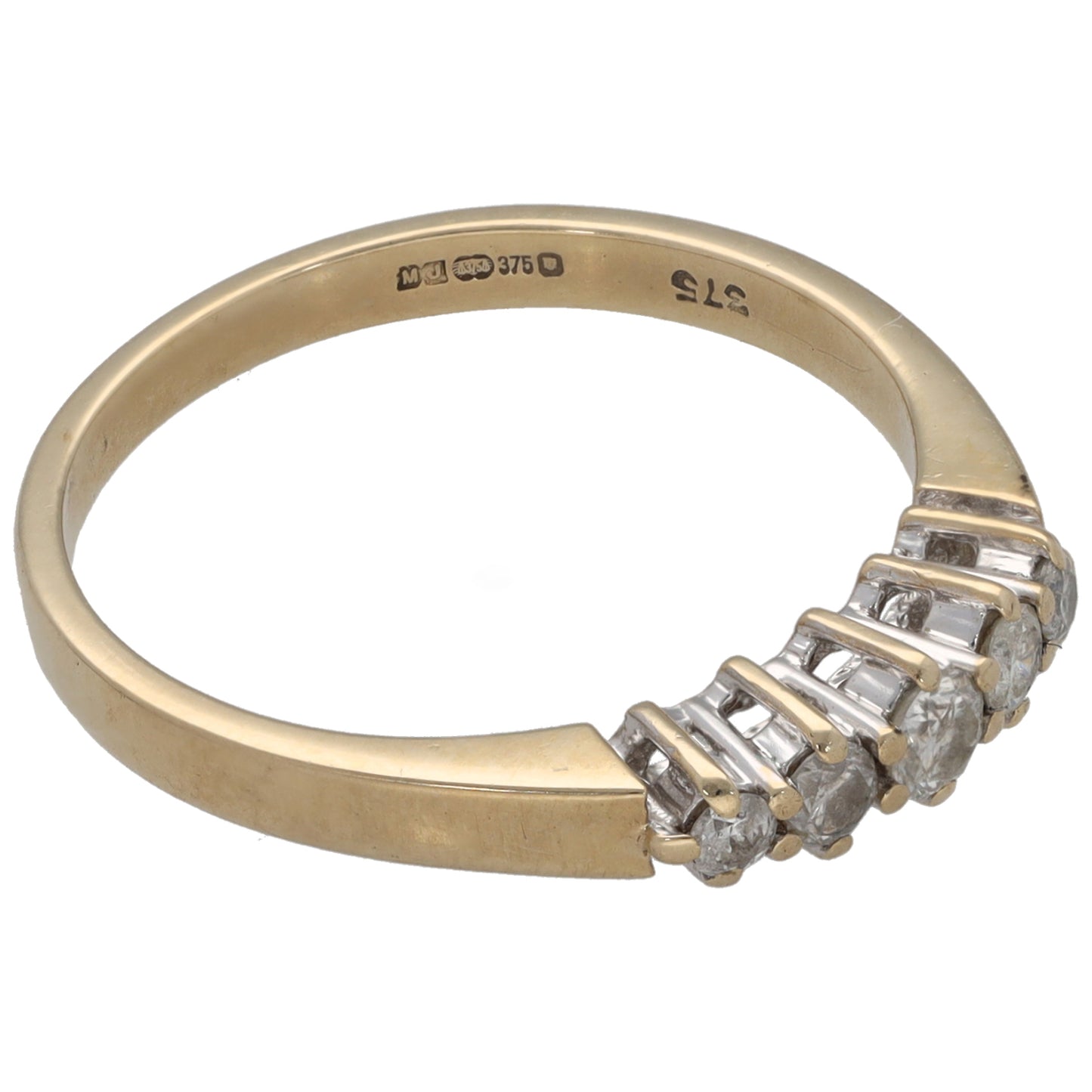 9ct Gold 0.25ct Diamond Half Eternity Ring Size O