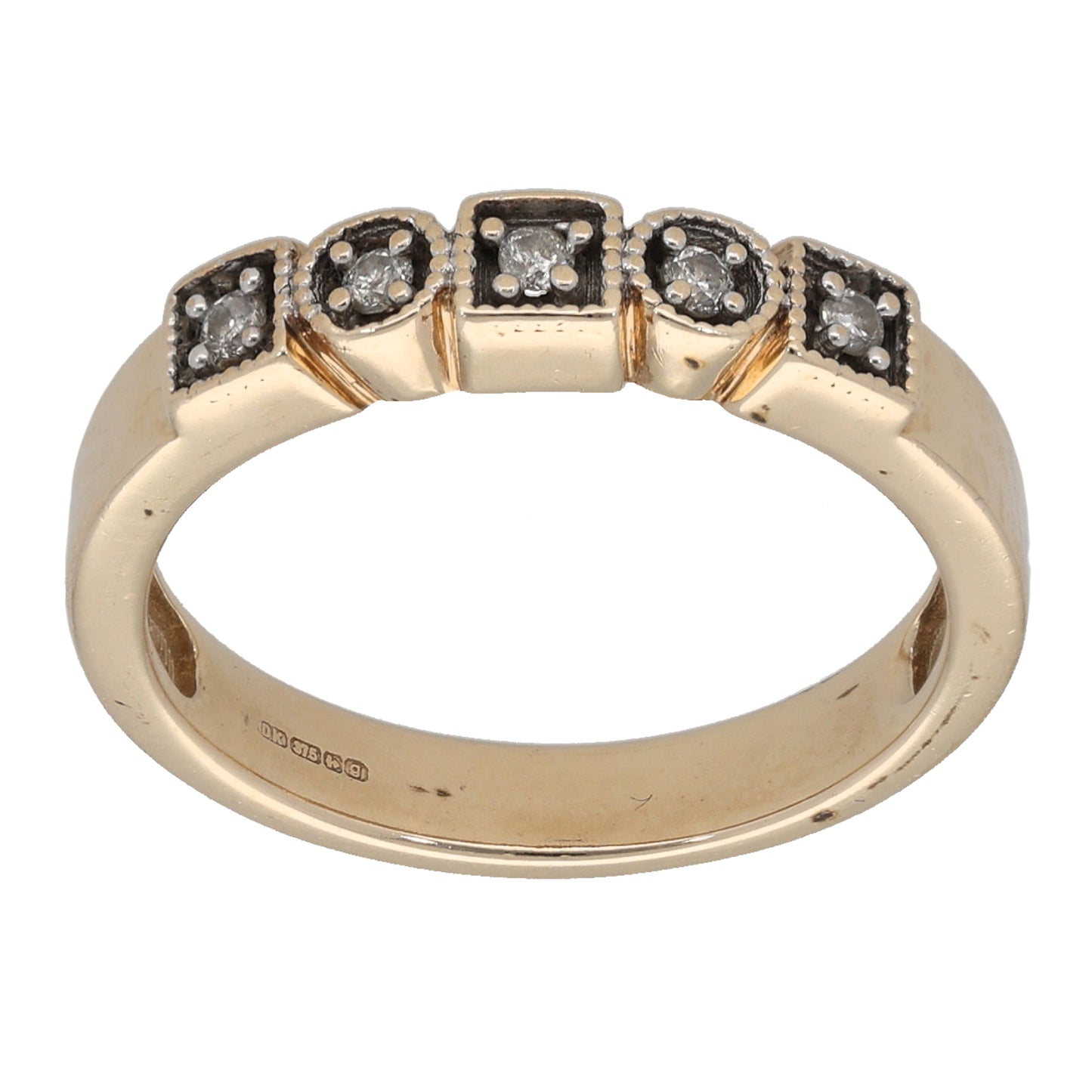 9ct Gold 0.05ct Diamond Half Eternity Ring Size M