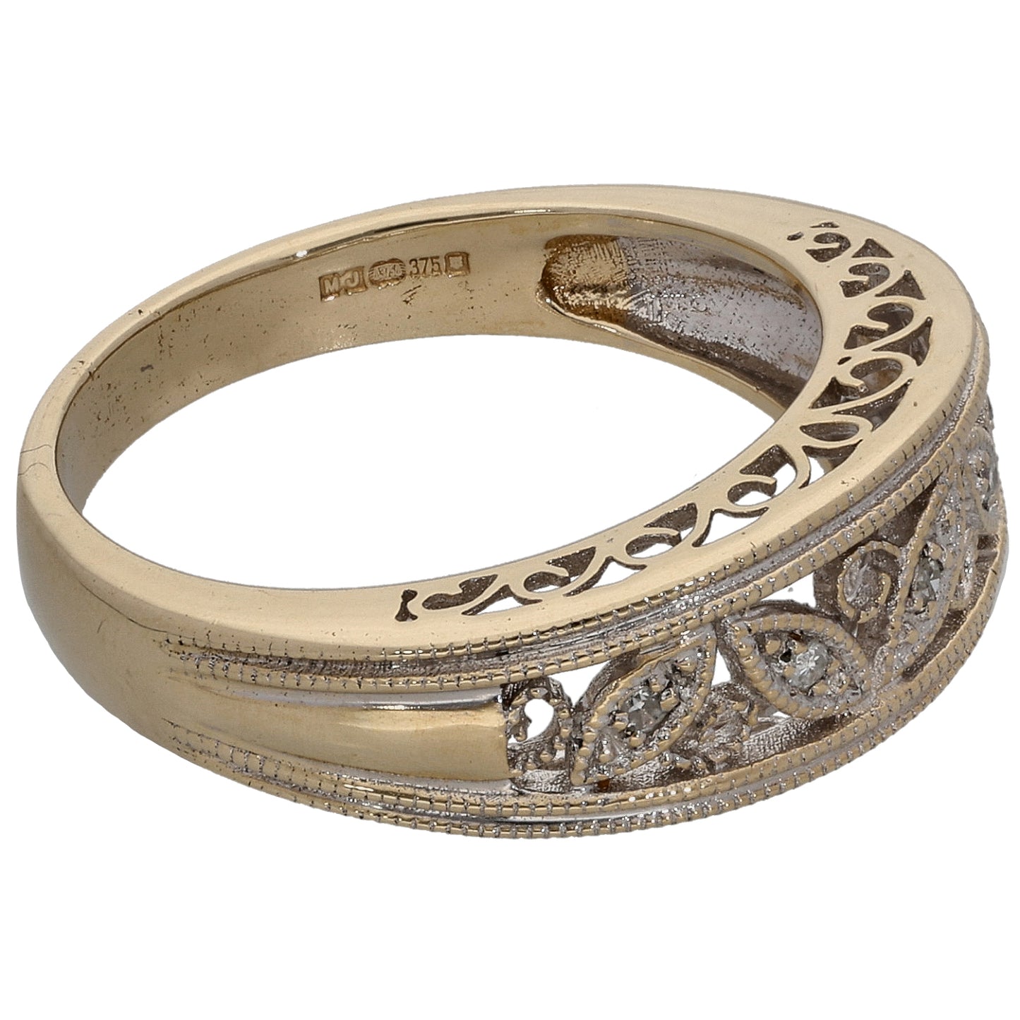 9ct Gold 0.05ct Diamond Dress/Cocktail Ring Size M
