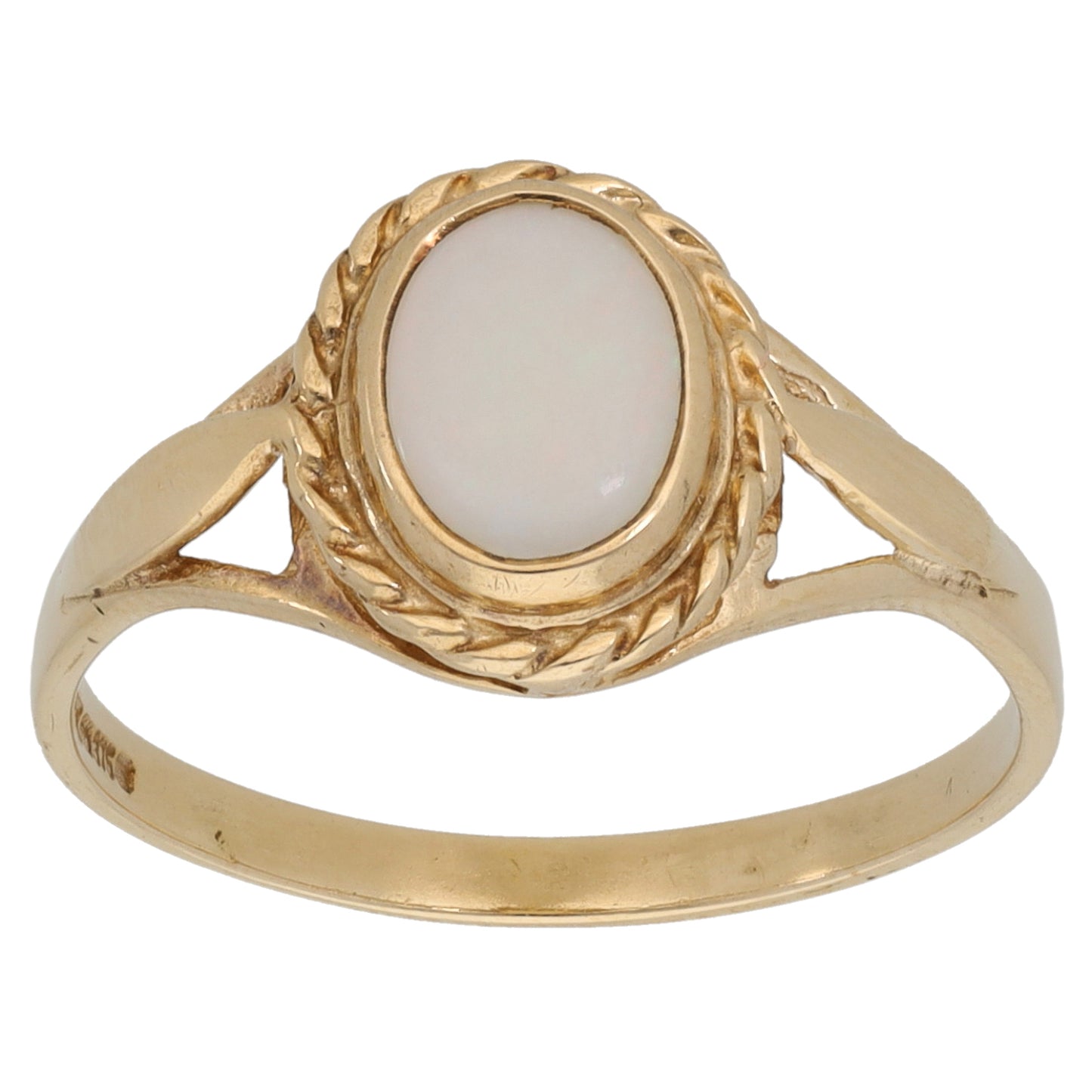 9ct Gold Opal Single Stone Ring Size P