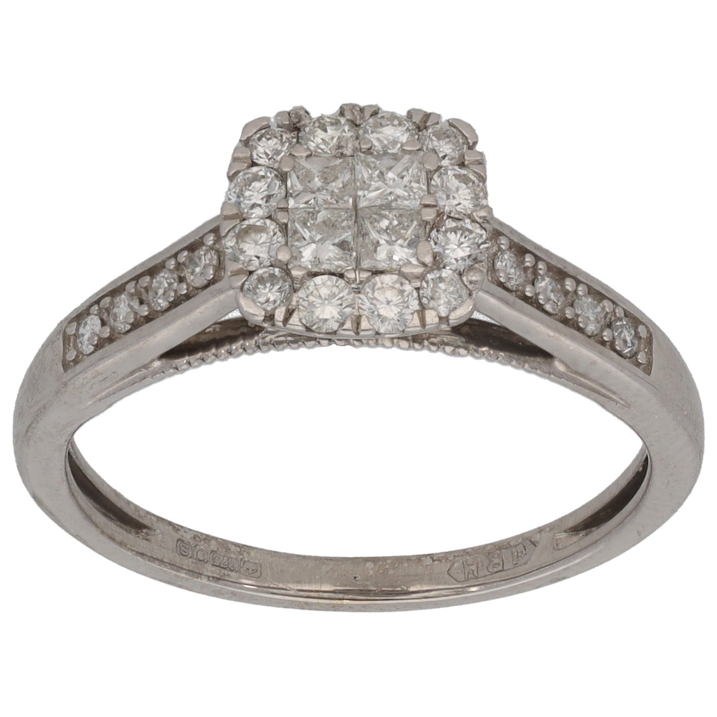 9ct White Gold 0.53ct Diamond Dress/Cocktail Ring Size M