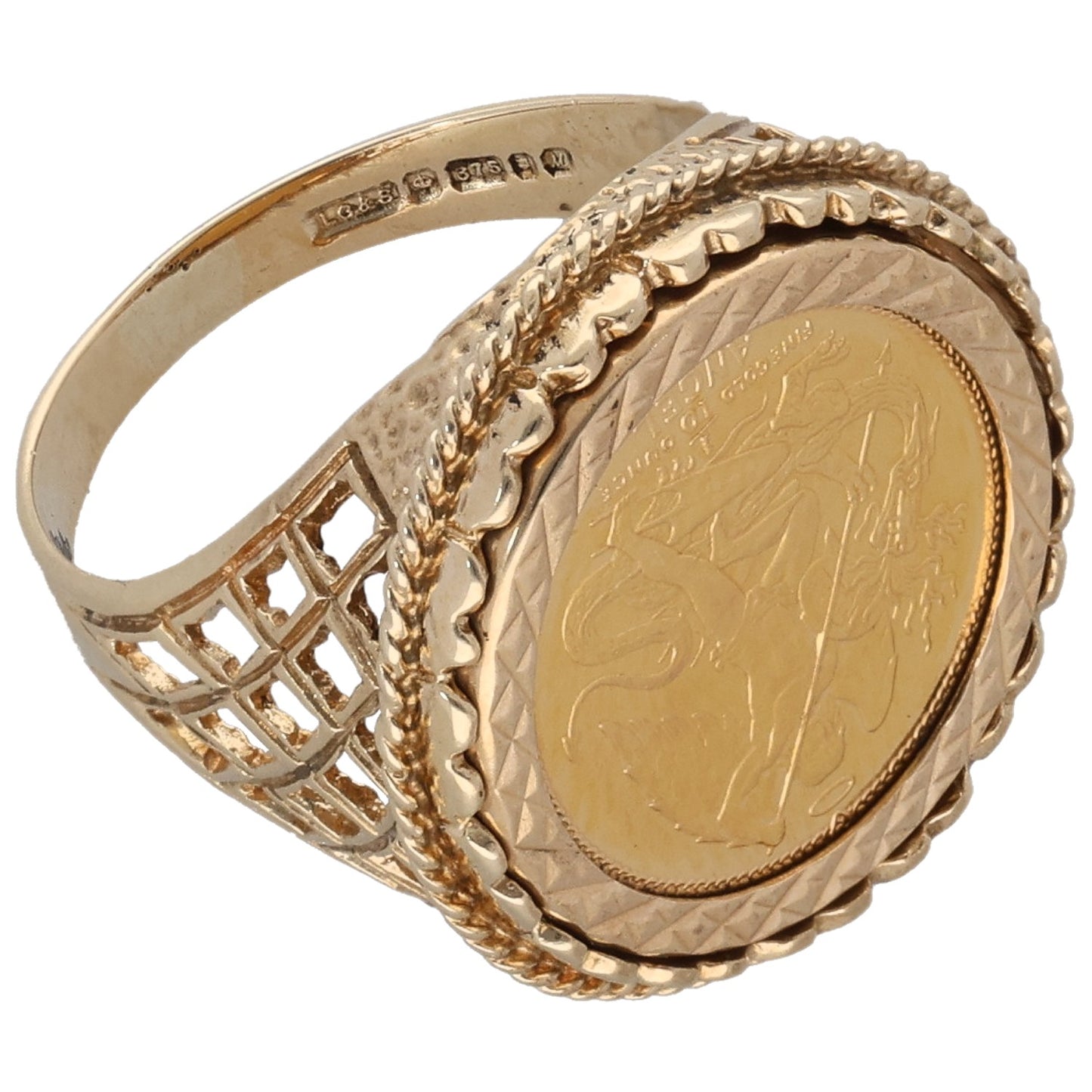 9ct Gold 1/10 Oz Angel Coin Ring Size M