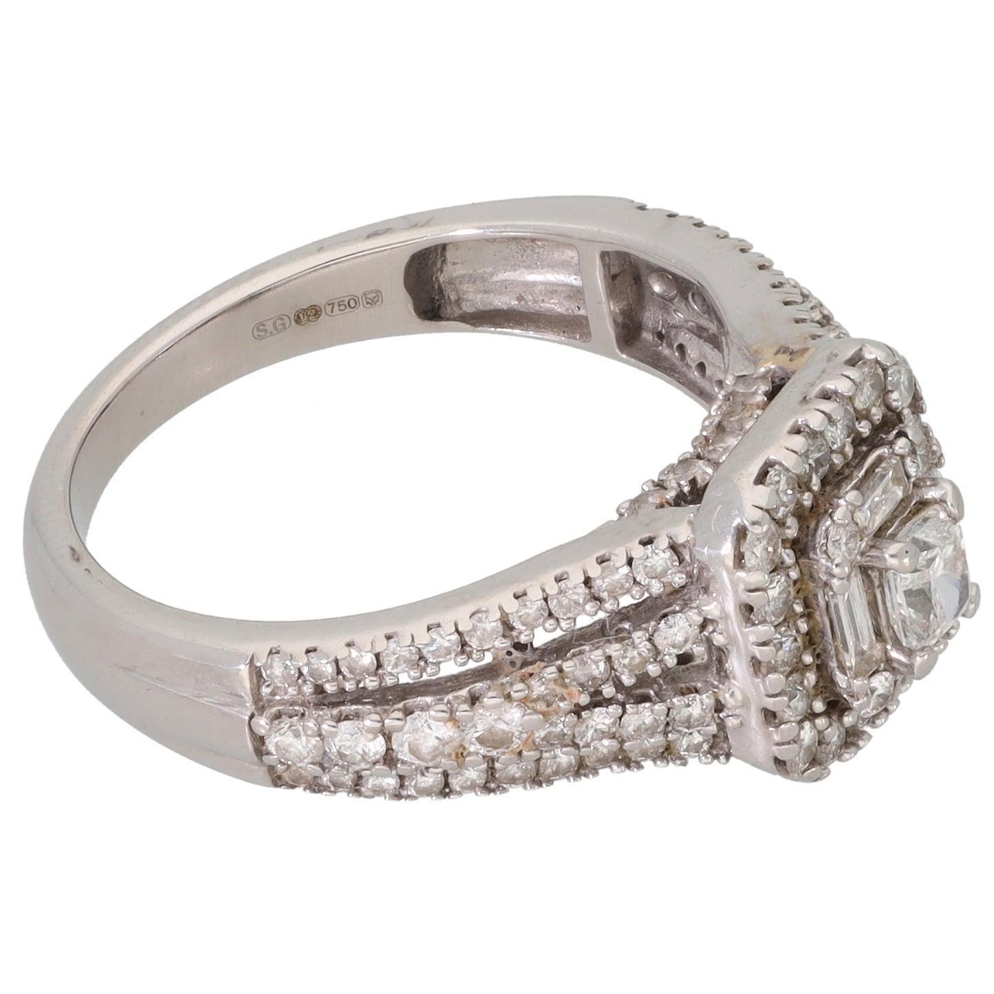 18ct White Gold 1.00ct Diamond Dress/Cocktail Ring Size M