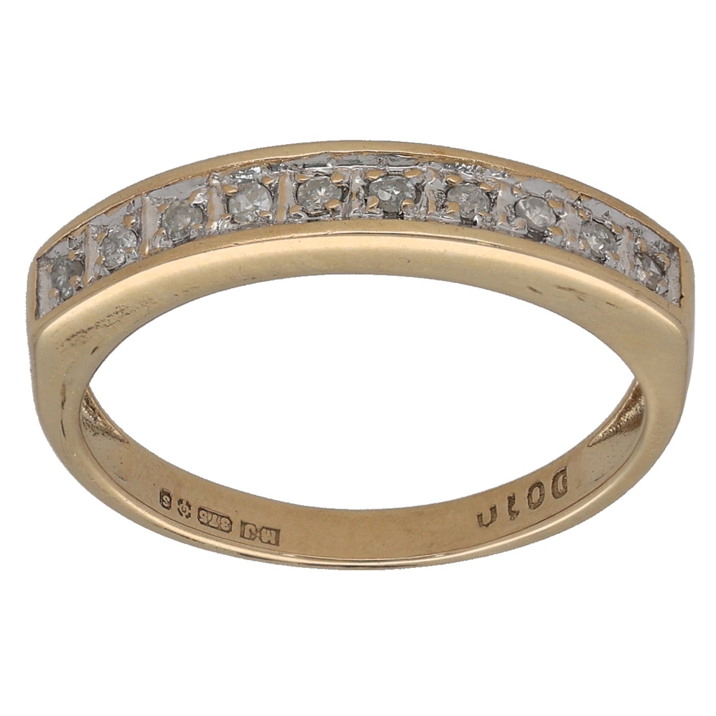 9ct Gold 0.10ct Diamond Half Eternity Ring Size L