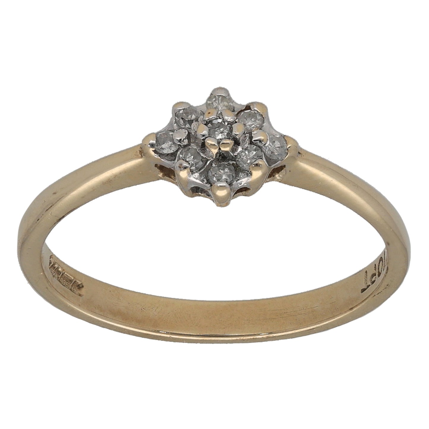 9ct Gold 0.10ct Diamond Cluster Ring Size N