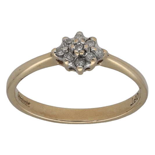 9ct Gold 0.10ct Diamond Cluster Ring Size N