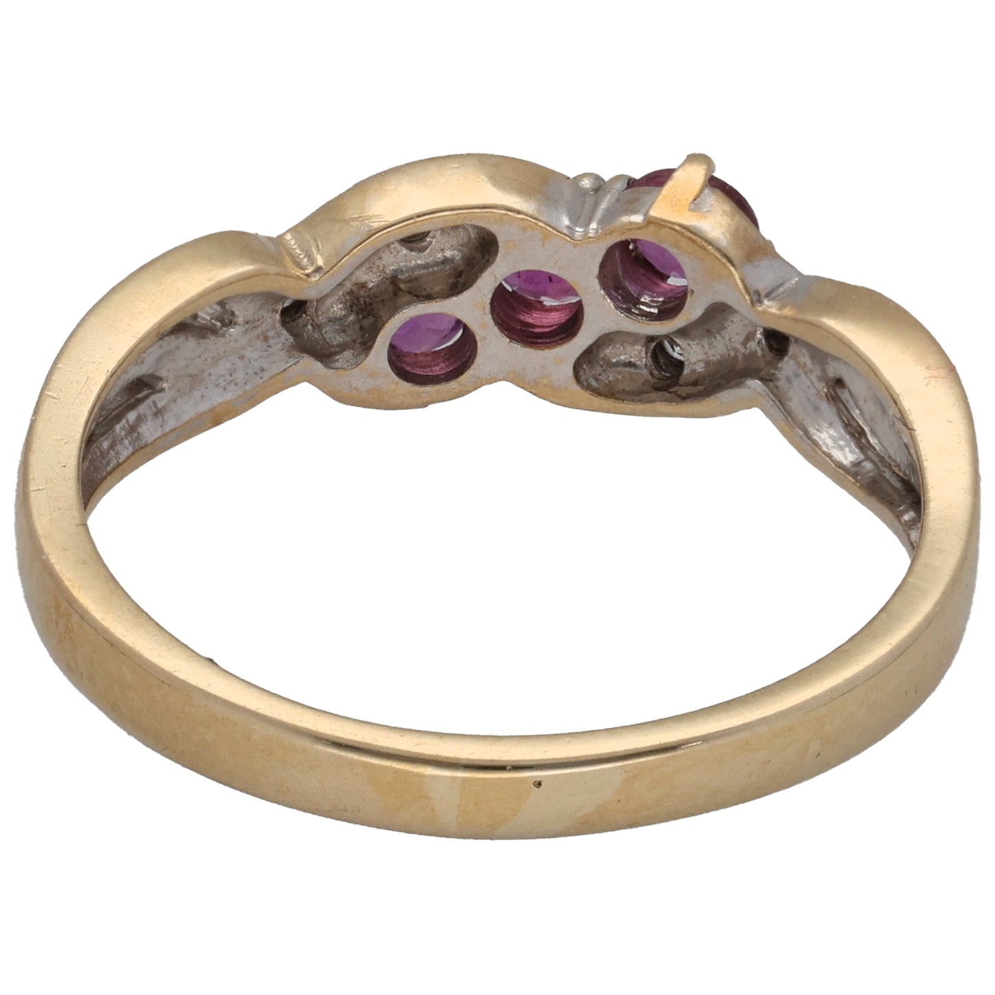 9ct Gold Ruby & 0.02ct Diamond Dress/Cocktail Ring Size M