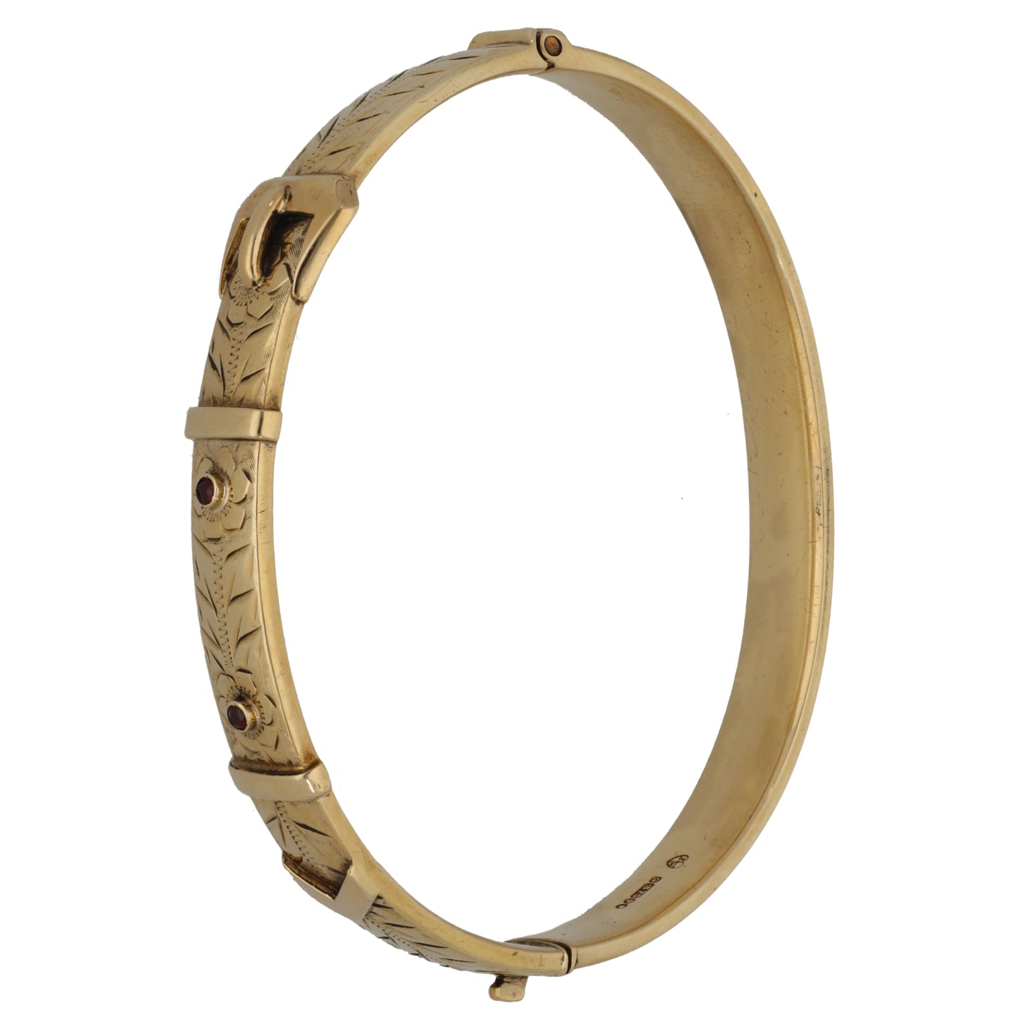 9ct Gold Garnet Hinged/Clasp Bangle