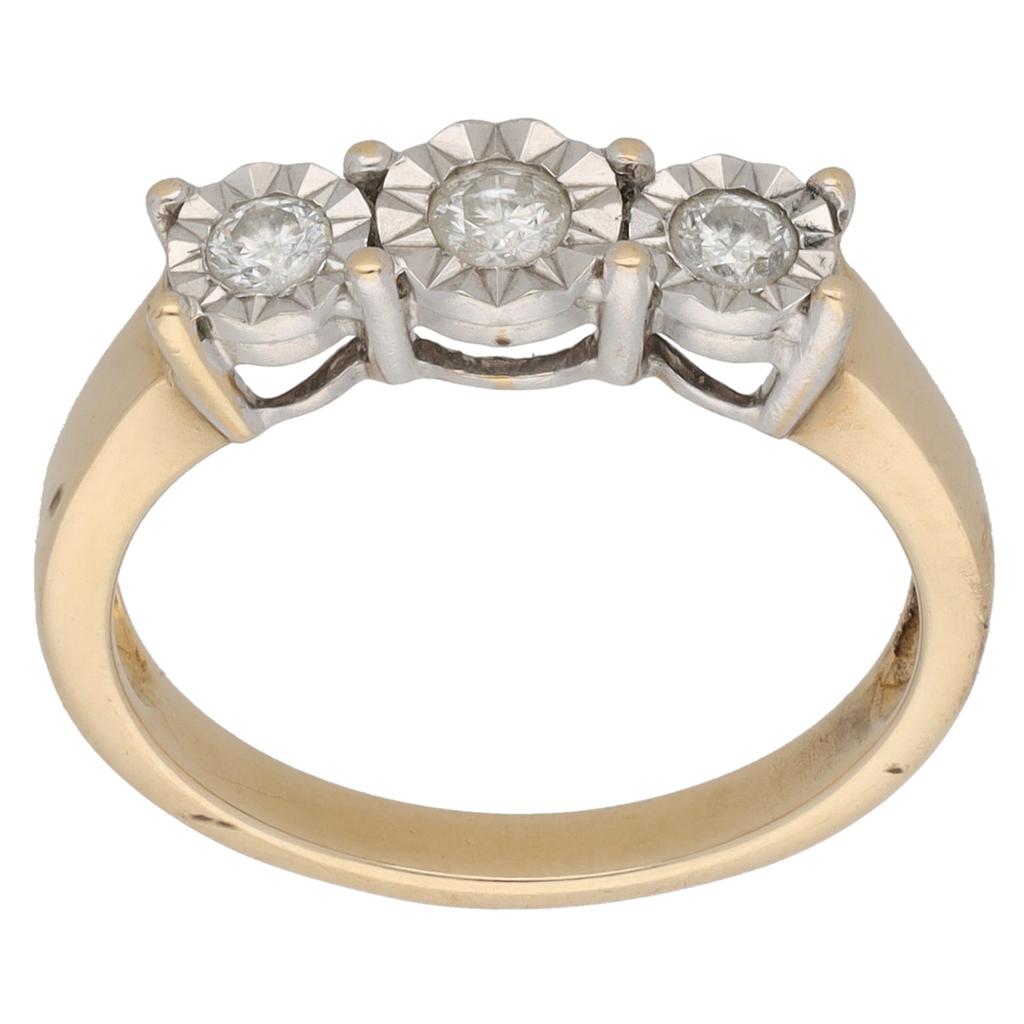 9ct Gold 0.30ct Diamond Trilogy Ring Size O