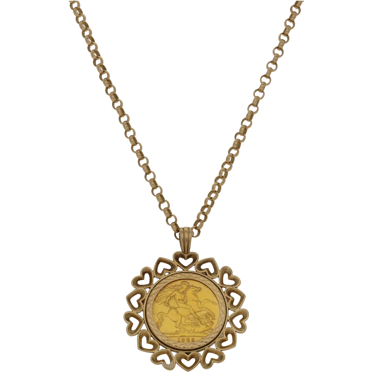 9ct Gold Full Sovereign Coin Pendant With Chain