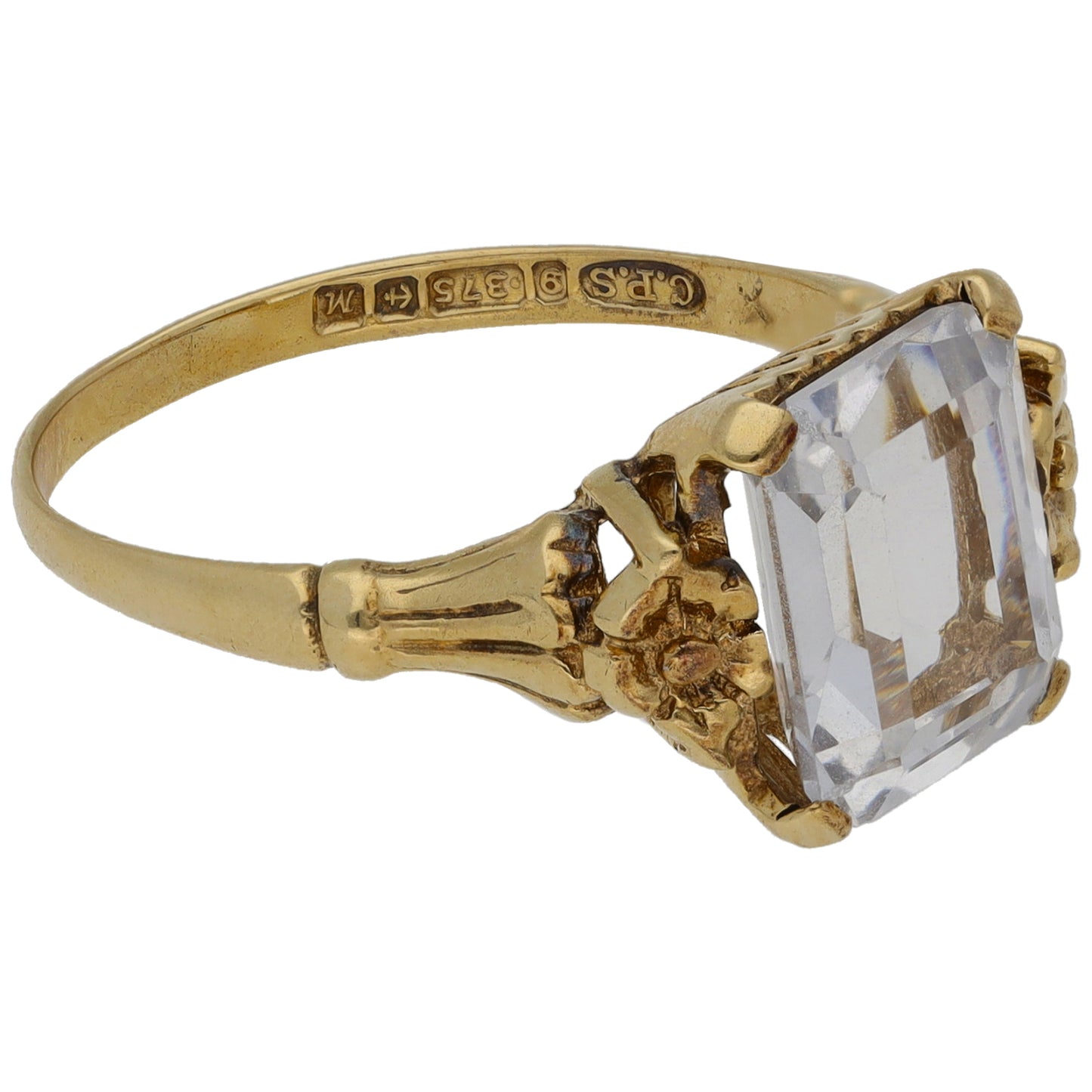 9ct Gold Imitation Single Stone Ring Size O