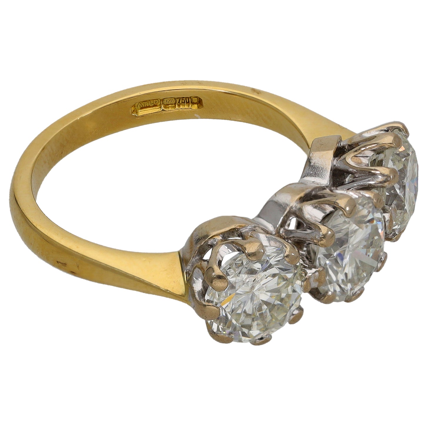 18ct Gold 3.00ct Diamond Trilogy Ring Size L