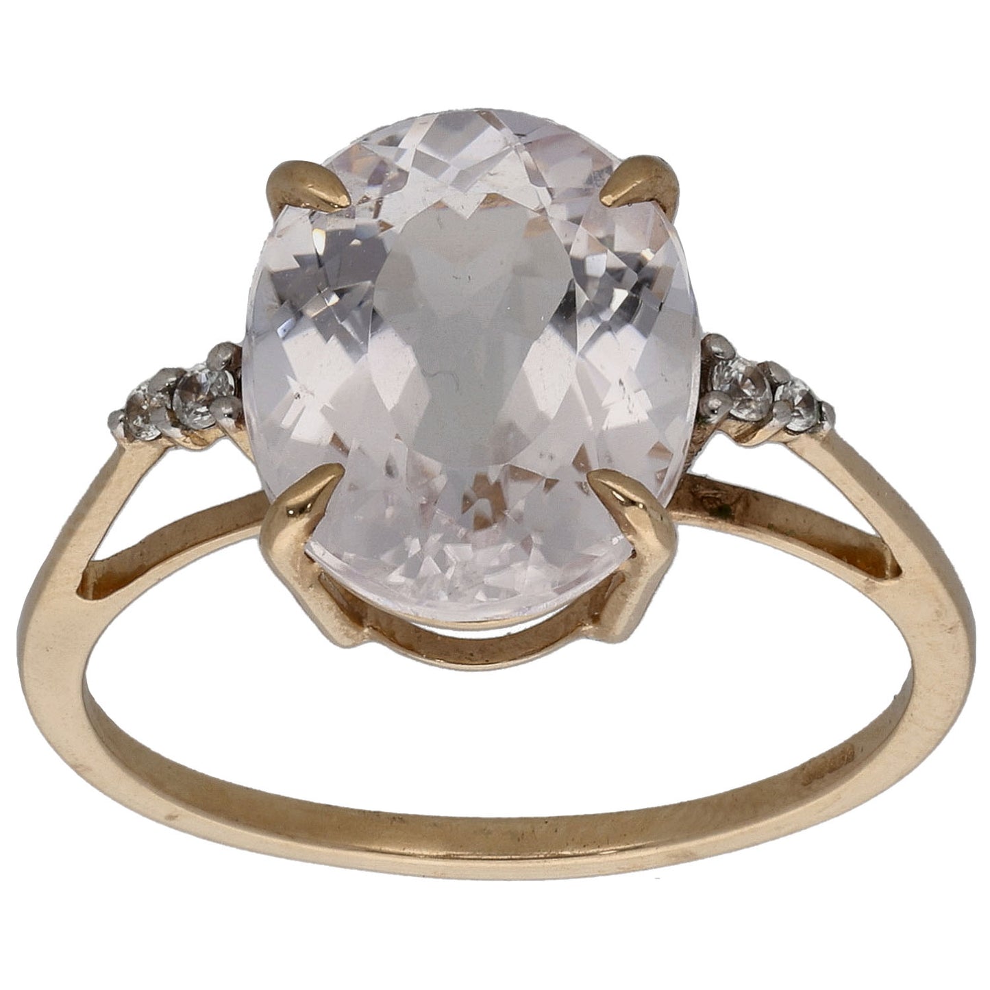 9ct Gold Cubic Zirconia Single Stone Ring With Accents Size P