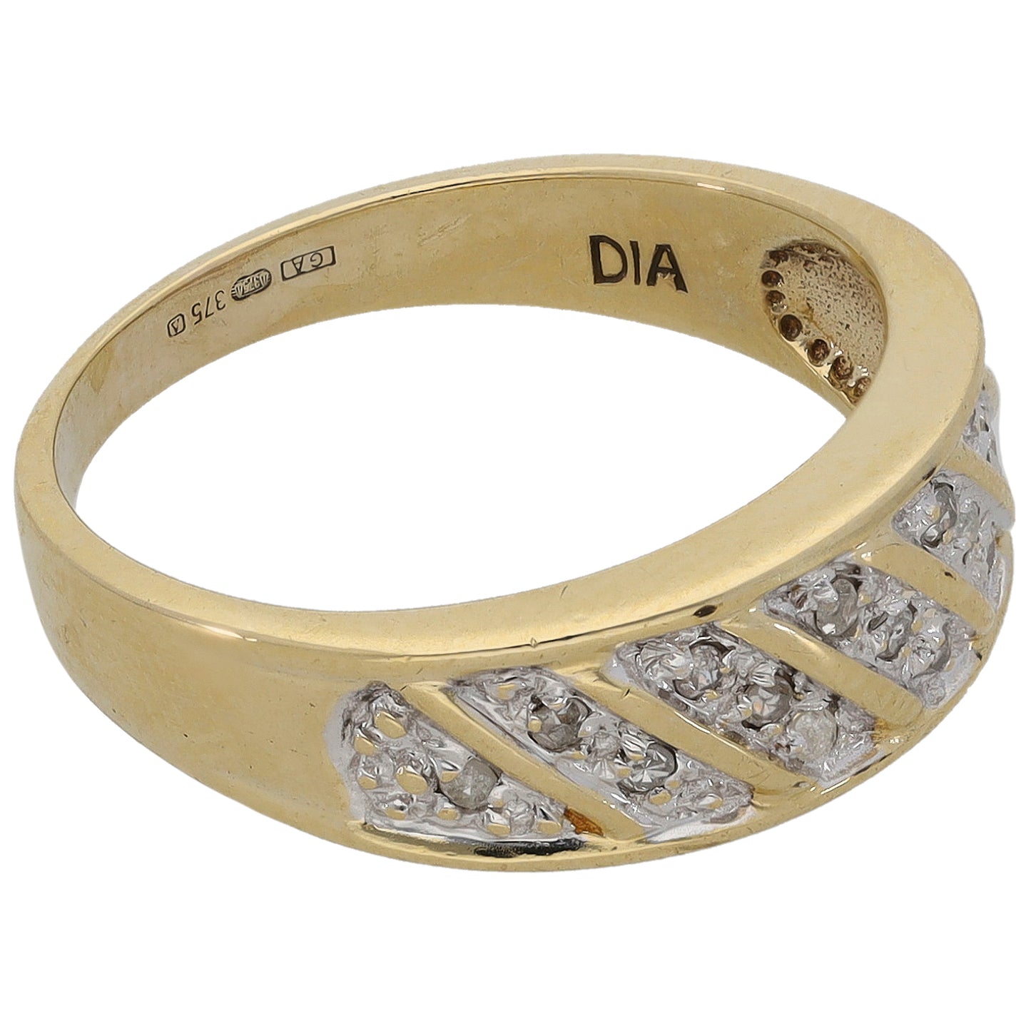9ct Gold 0.075ct Diamond Dress/Cocktail Ring Size L
