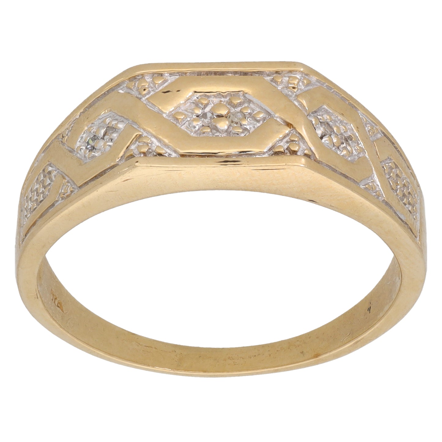 9ct Bicolour Gold 0.03ct Diamond Dress/Cocktail Ring Size X