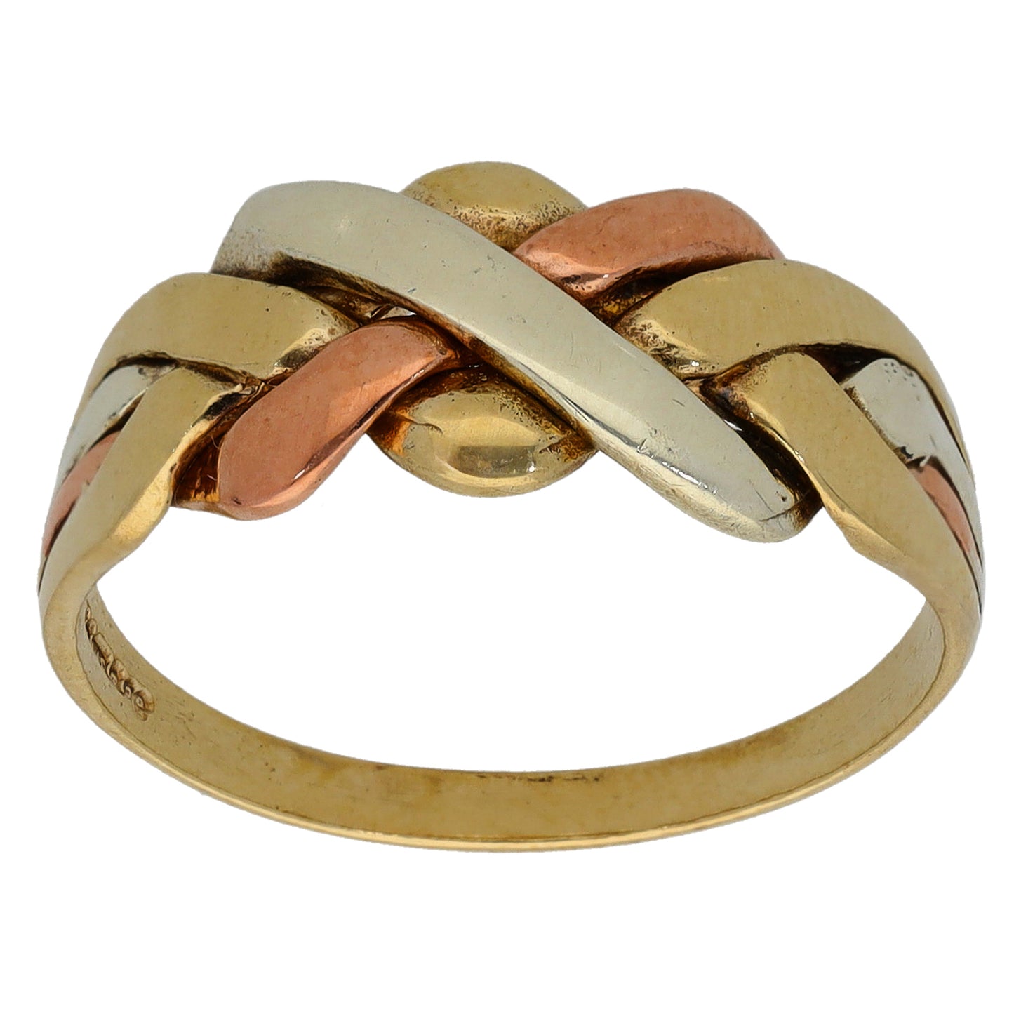 9ct Tri-Colour Gold Alternative Ring Size S