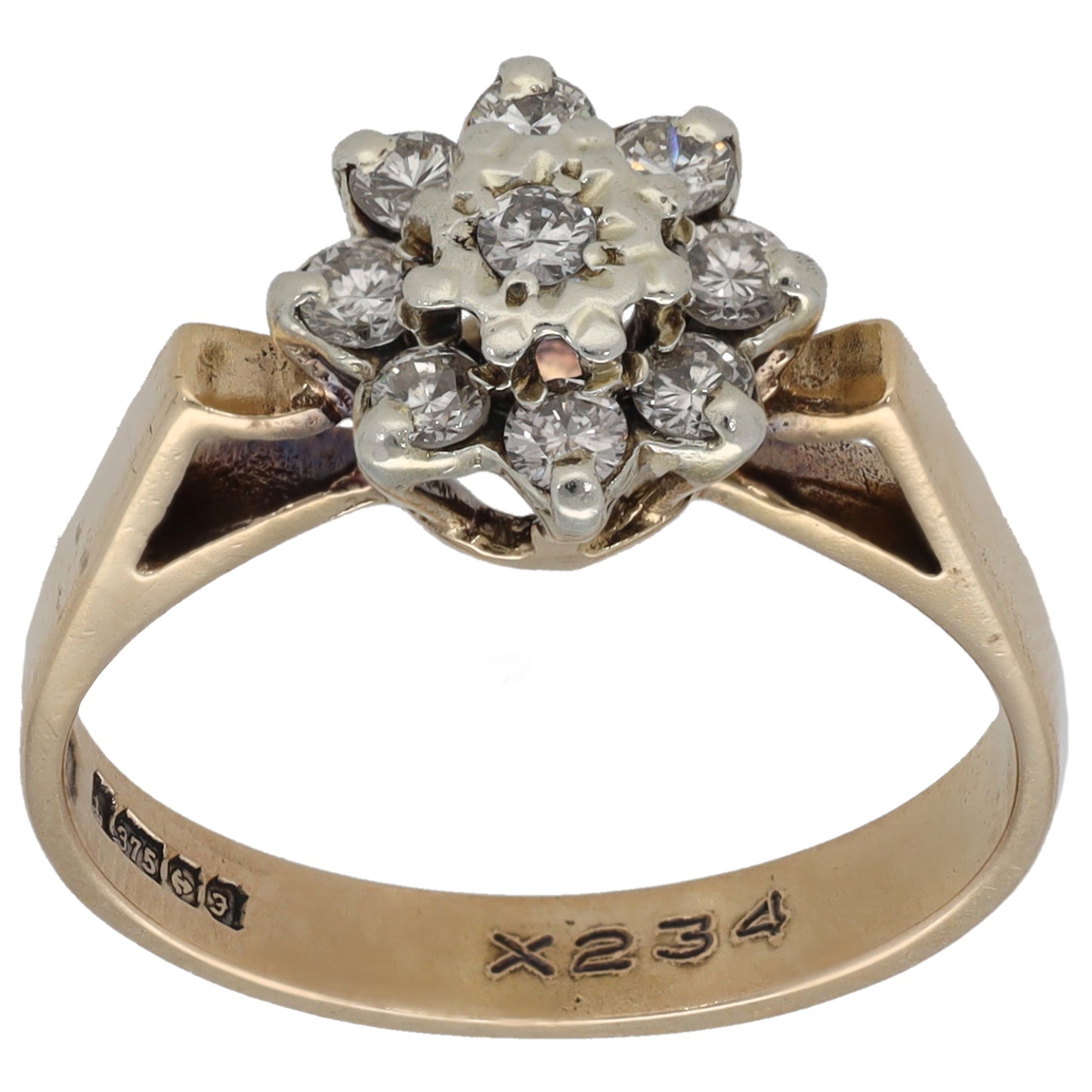 9ct Gold 0.27ct Diamond Cluster Ring Size N