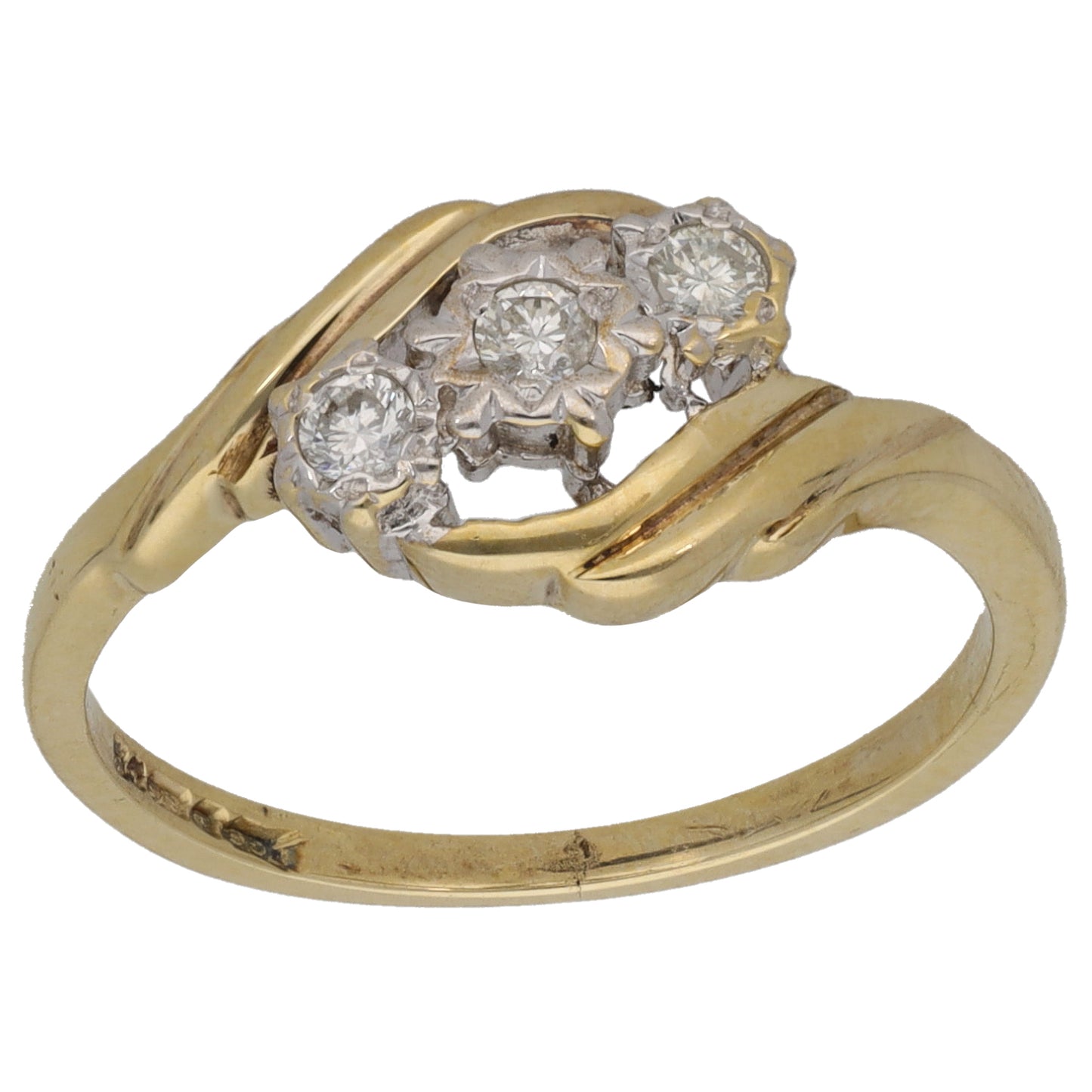 9ct Gold 0.10ct Diamond Trilogy Ring Size N