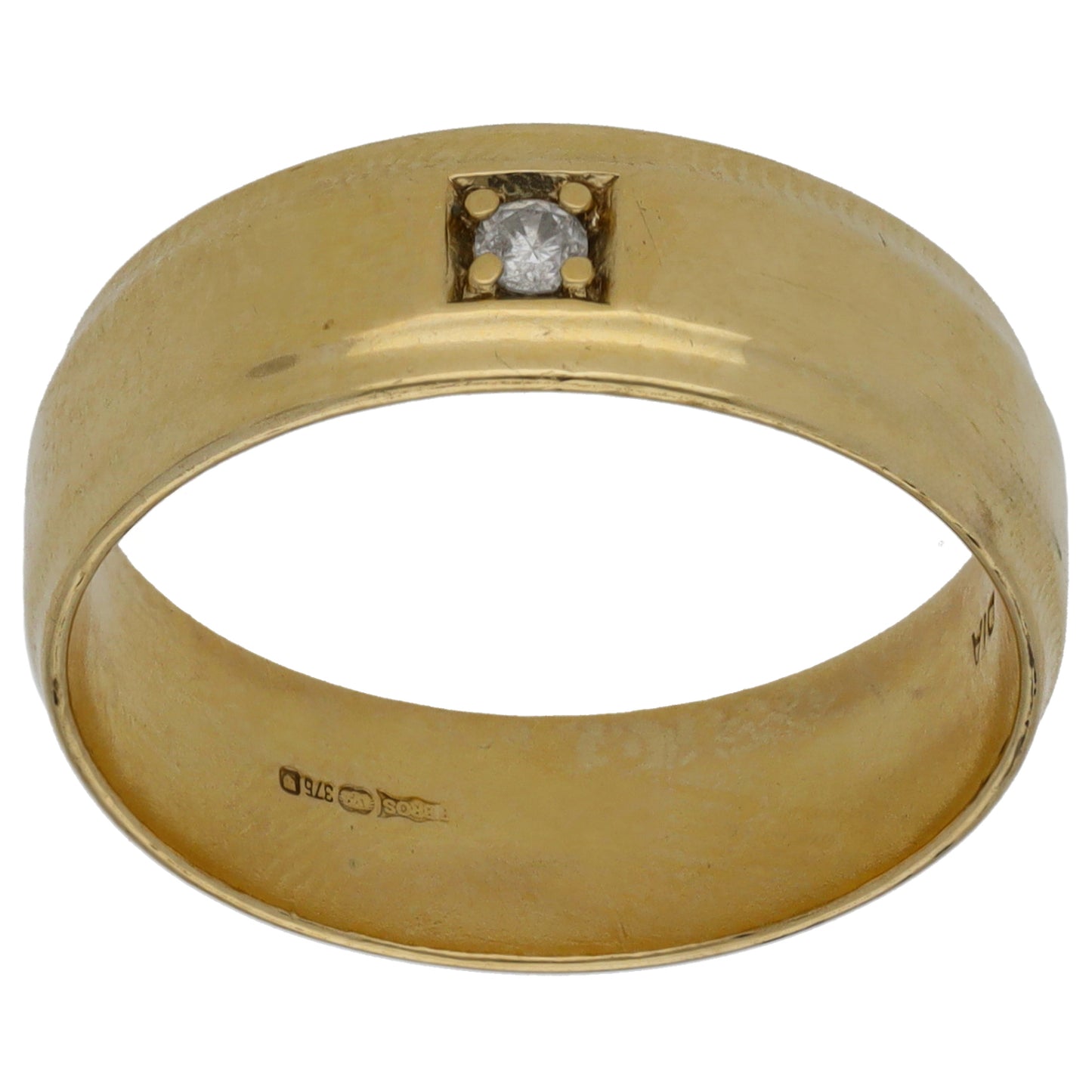 9ct Gold 0.05ct Diamond Wedding Ring Size T