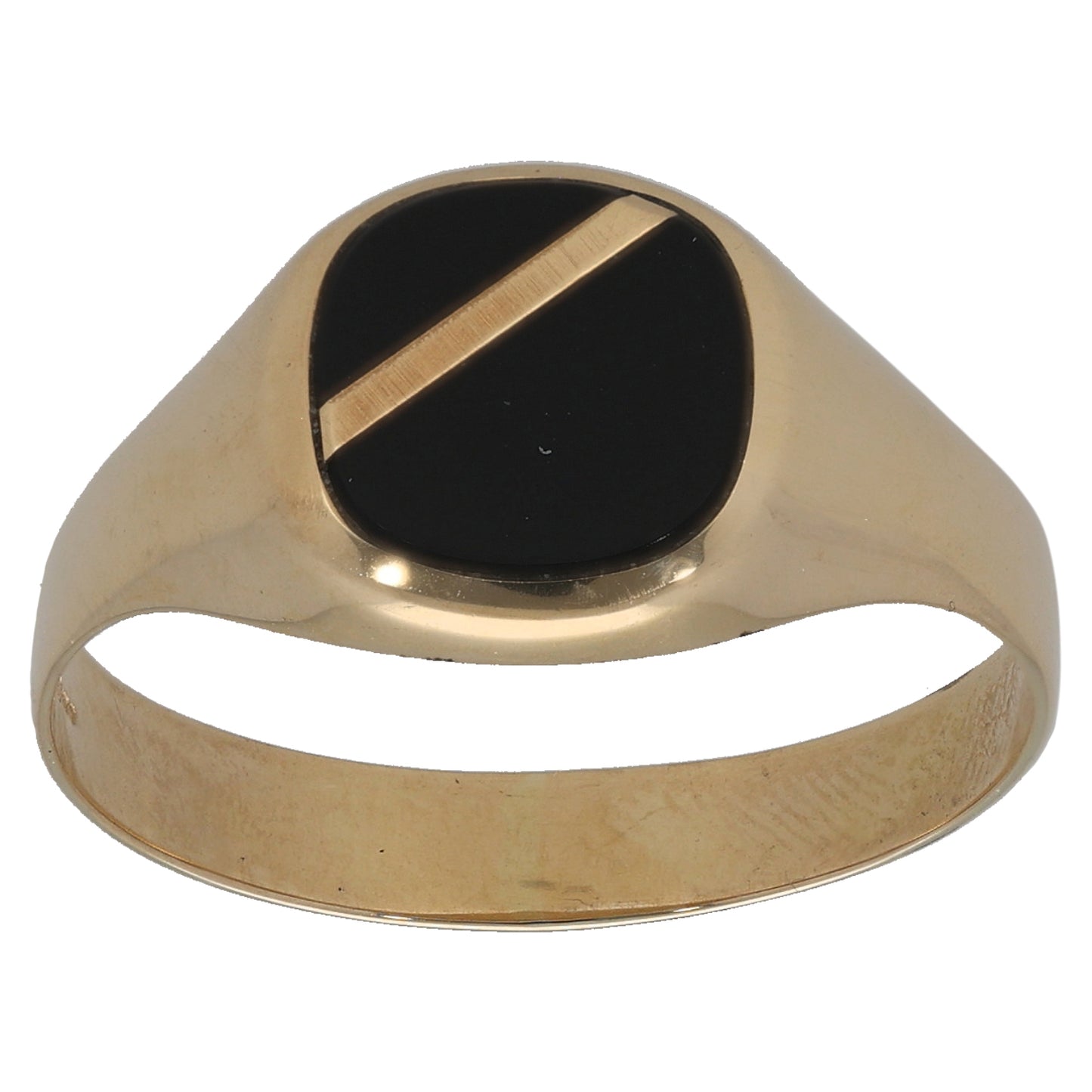 9ct Gold Onyx Plain Signet Ring Size U