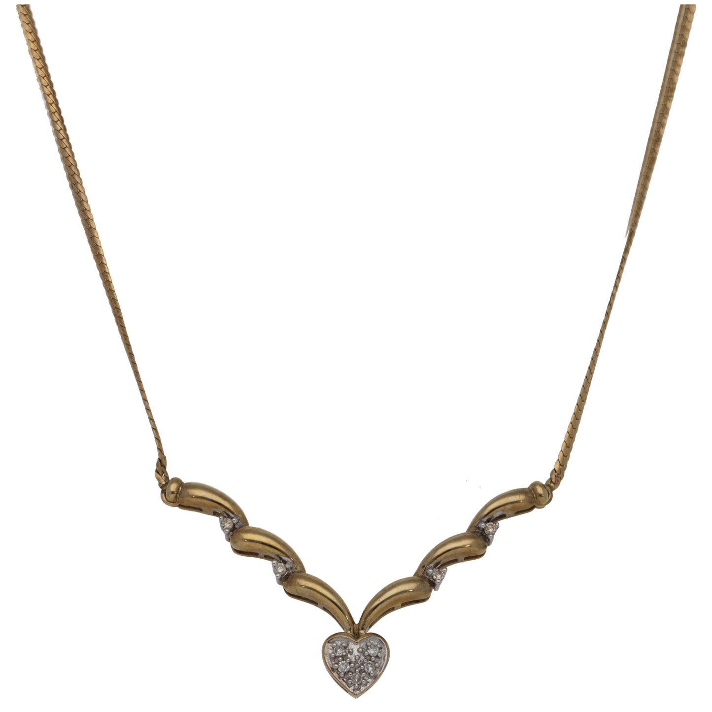 9ct Gold 0.05ct Diamond Fancy Necklace 16"