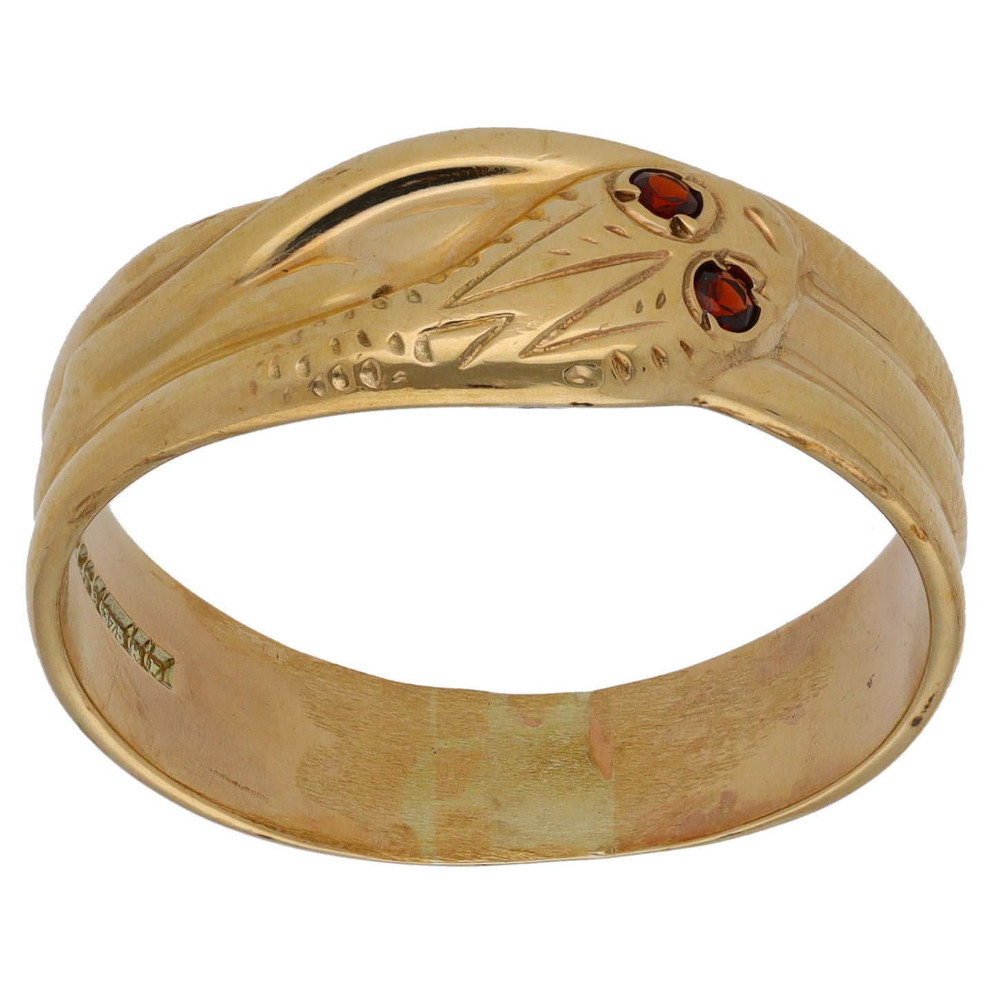 9ct Gold Garnet Snake Ring Size Z+4