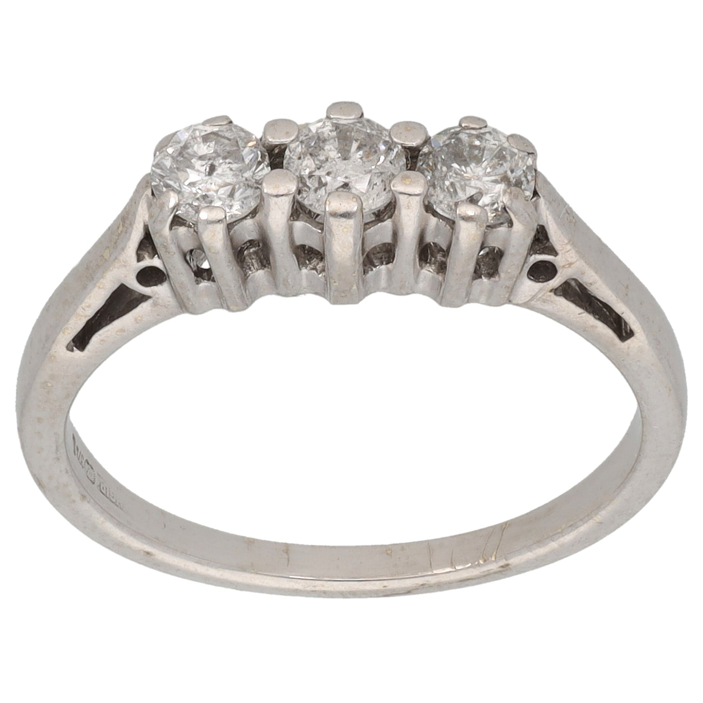 9ct White Gold 0.50ct Diamond Trilogy Ring Size L