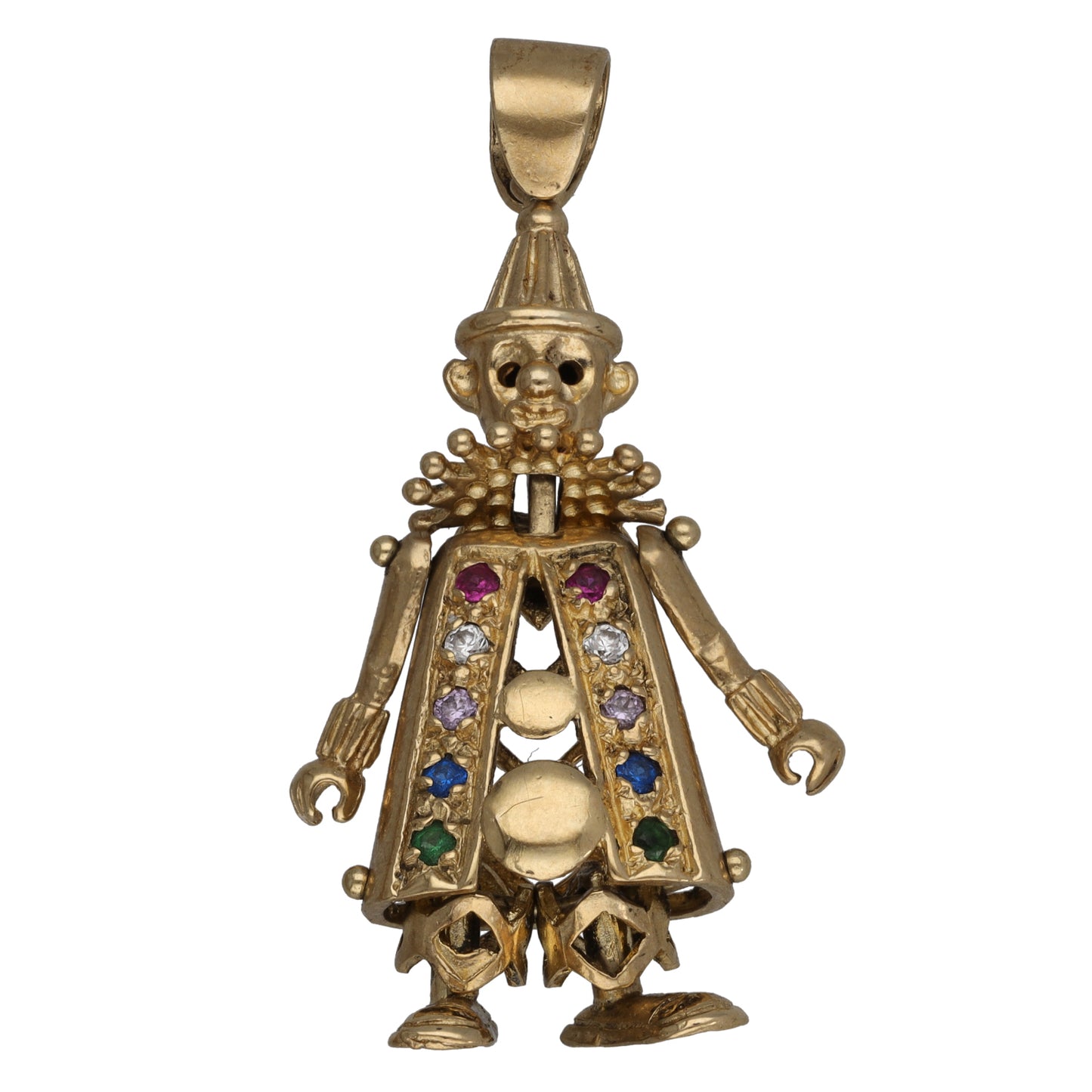 9ct Gold Imitation Gems Clown Pendant