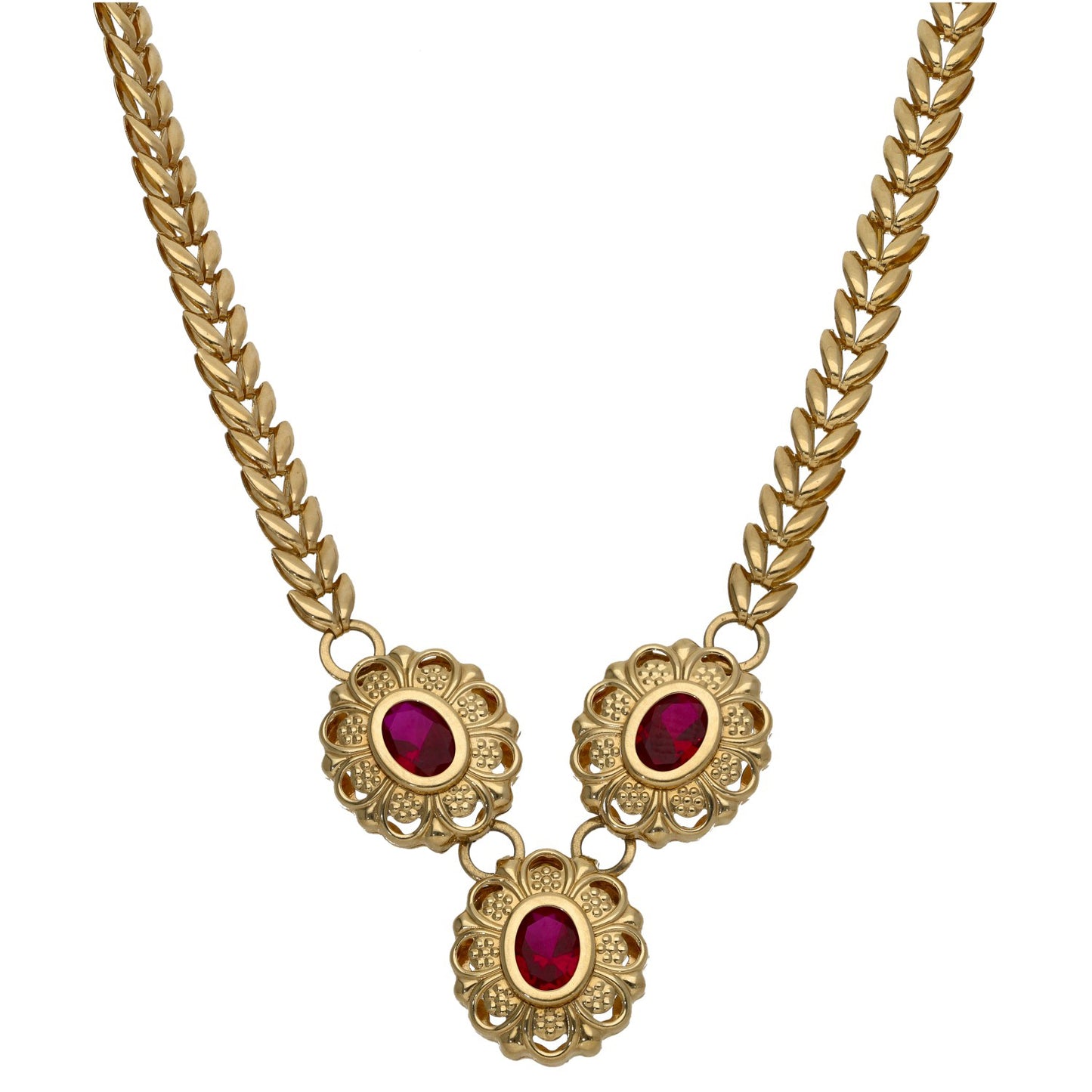 14ct Gold Imitation Gems Fancy Necklace 20"