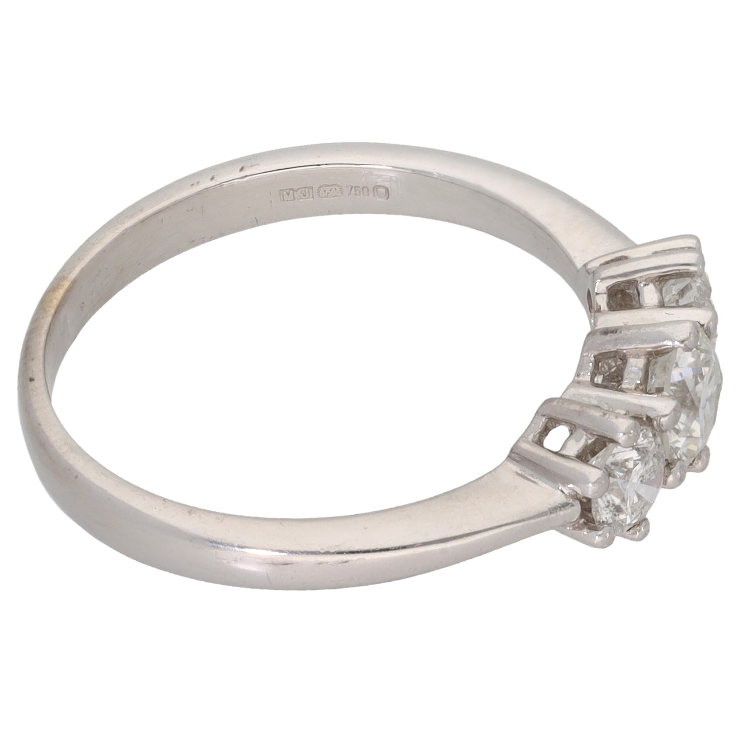18ct White Gold 0.75ct Diamond Trilogy Ring Size N