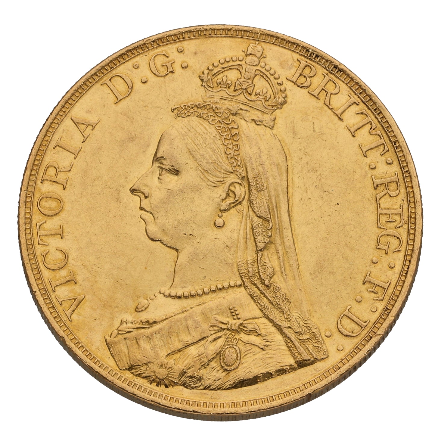 22ct Gold Queen Victoria Quintuple Sovereign Coin 1887