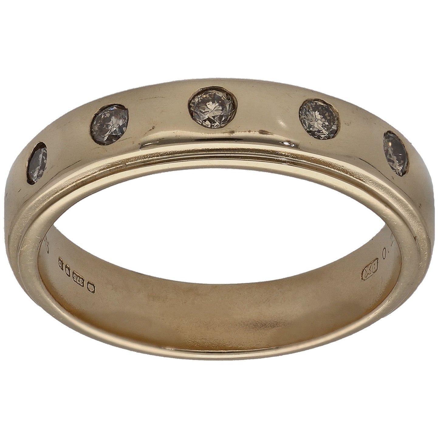 9ct Gold 0.25ct Diamond Plain Wedding Ring Size O