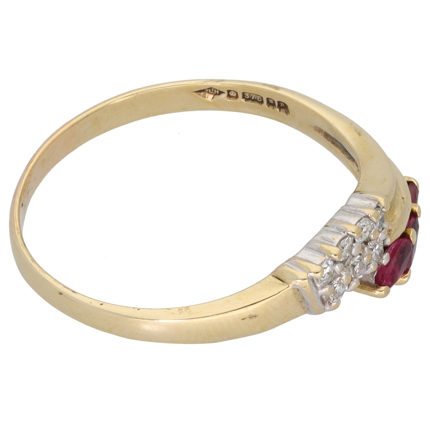 9ct Gold 0.14ct Diamond & Ruby Dress/Cocktail Ring Size U
