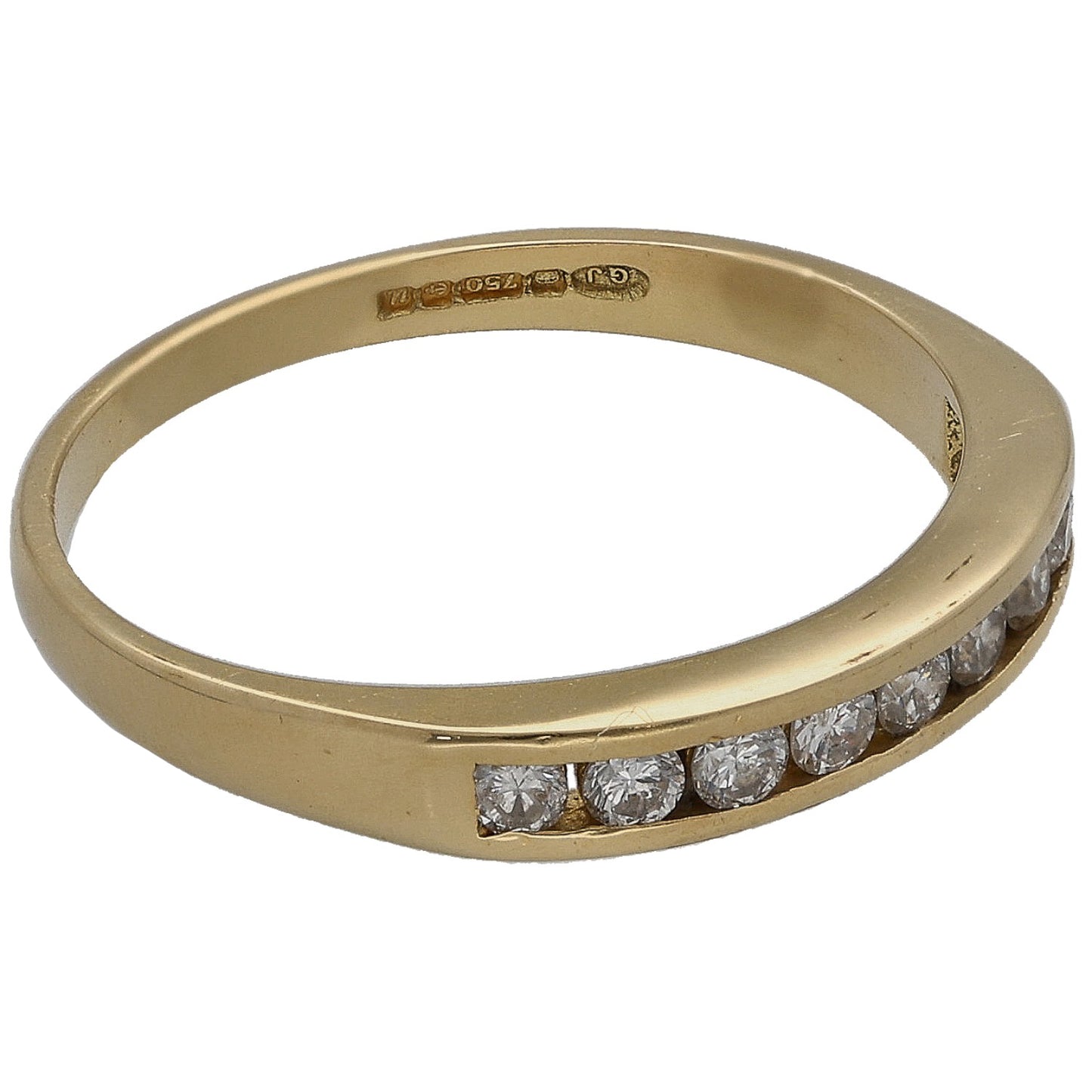 18ct Gold 0.25ct Diamond Half Eternity Ring Size K