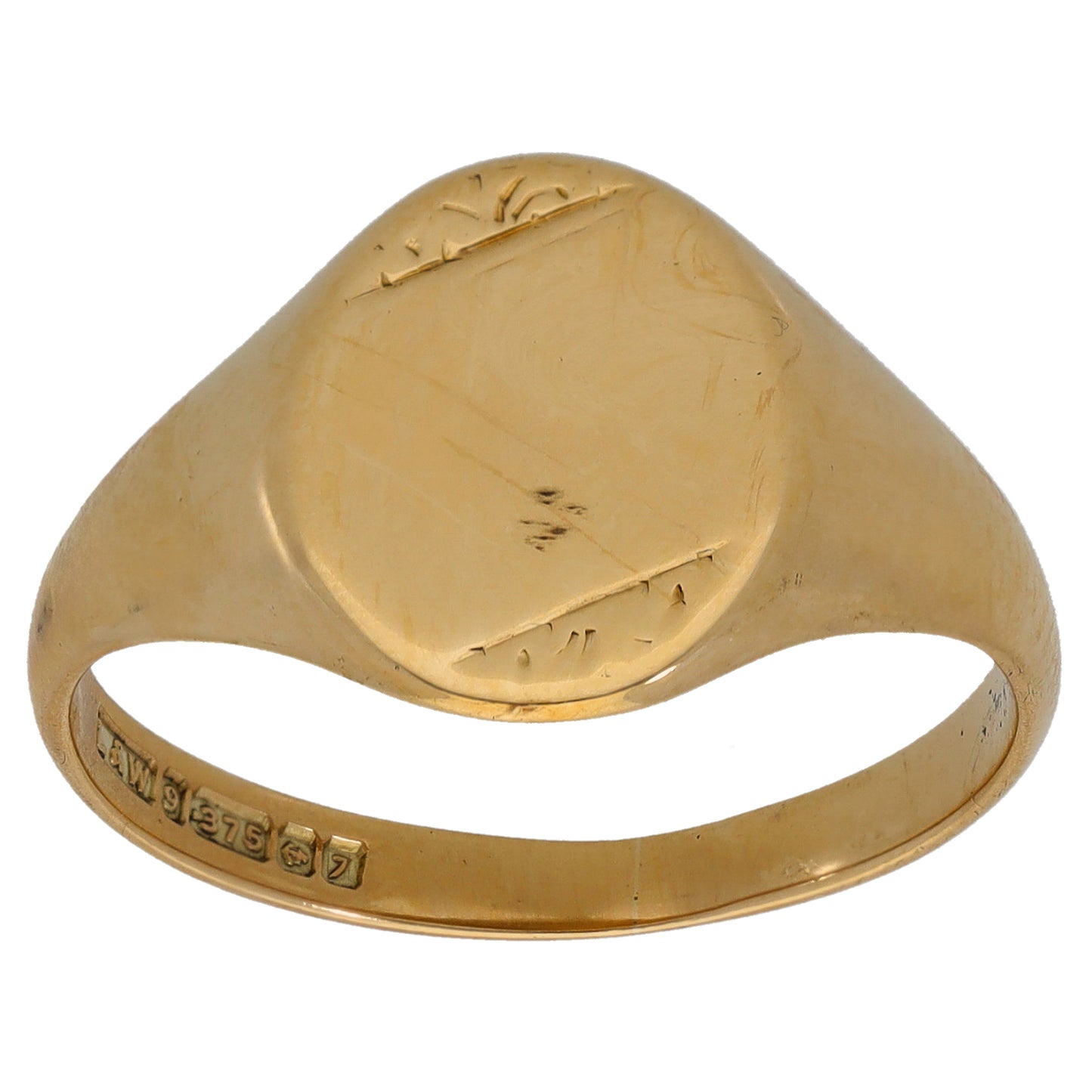 9ct Gold Patterned Signet Ring Size V