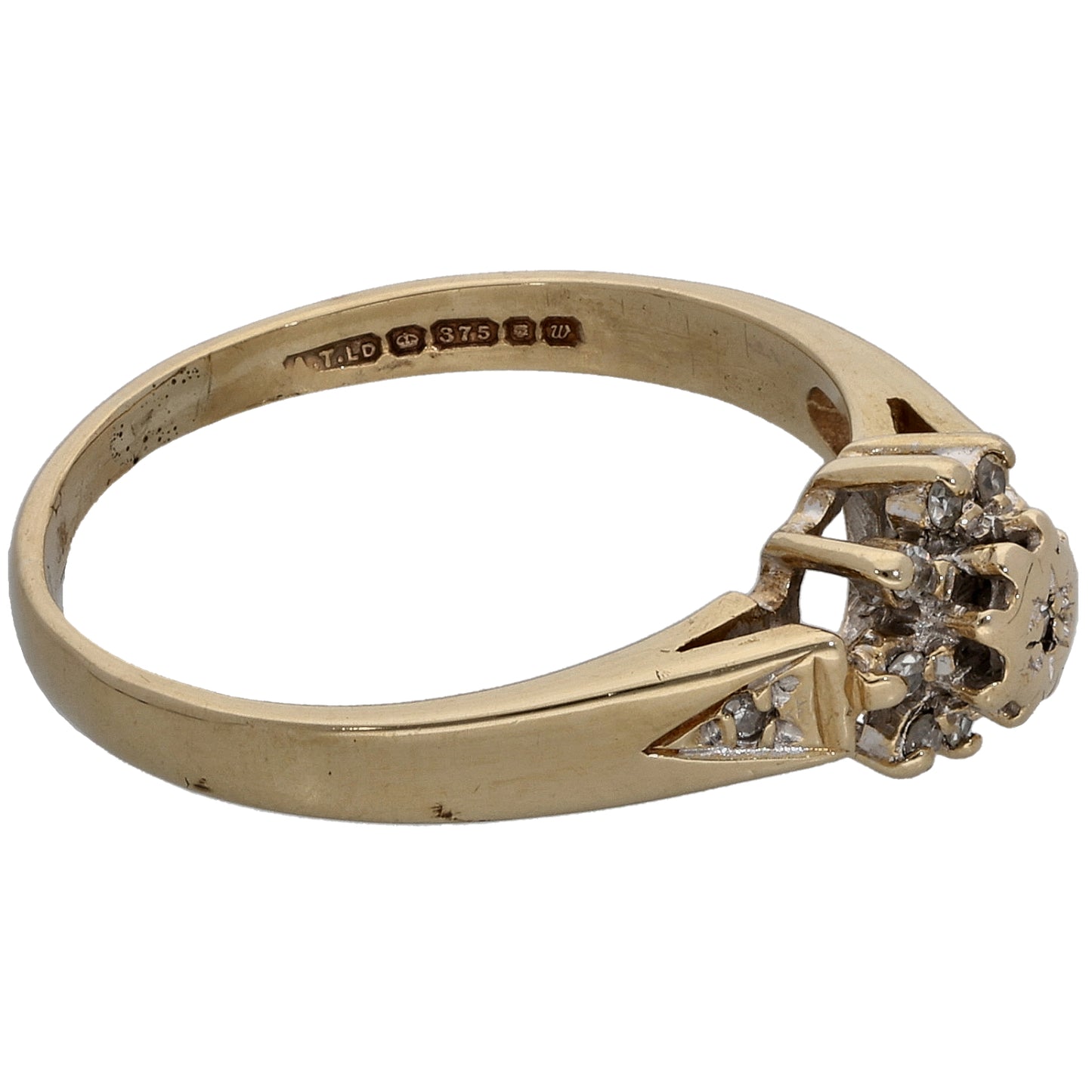 9ct Gold 0.055ct Diamond Cluster Ring Size M