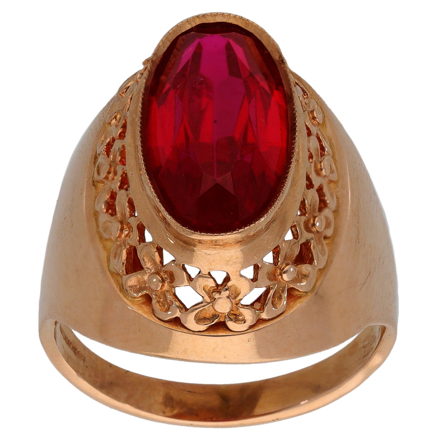 14ct Rose Gold Imitation Gem Single Stone Ring Size P