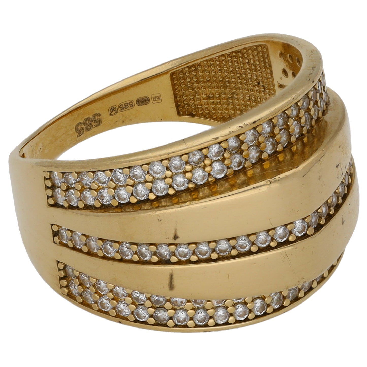 14ct Gold Cubic Zirconia Dress/Cocktail Ring Size P