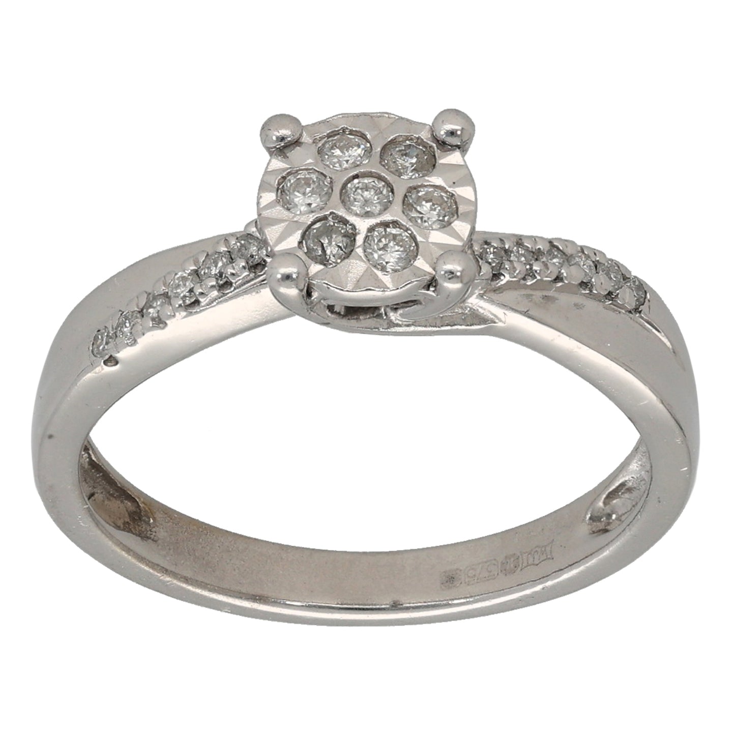 9ct White Gold 0.20ct Diamond Cluster Ring Size L