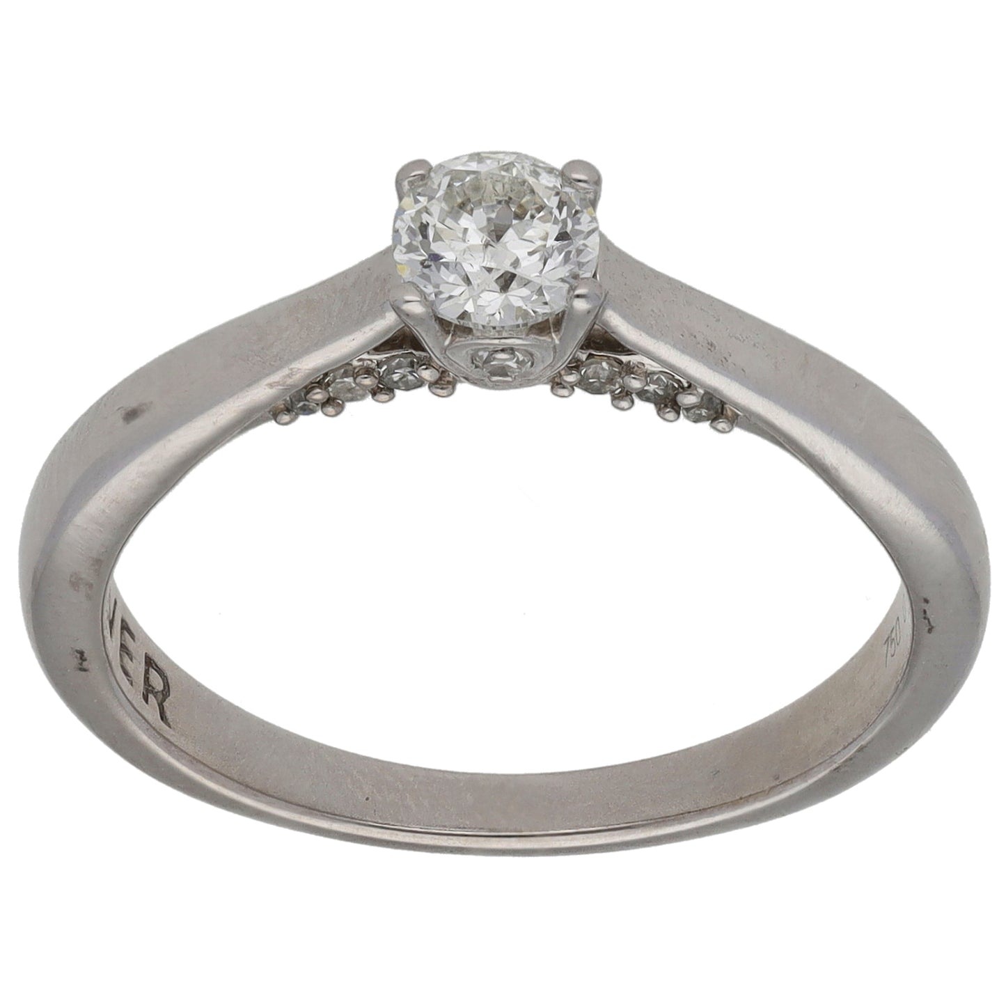 18ct White Gold 0.45ct Diamond Solitaire Ring Size P
