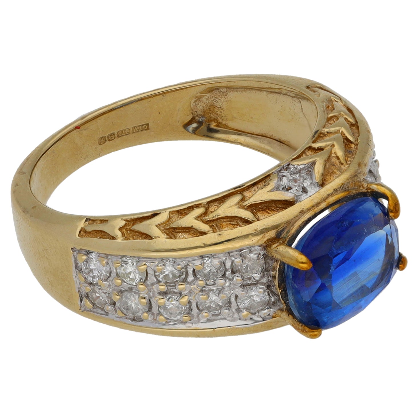 9ct Gold Kyanite & 0.41ct Diamond Dress/Cocktail Ring Size N